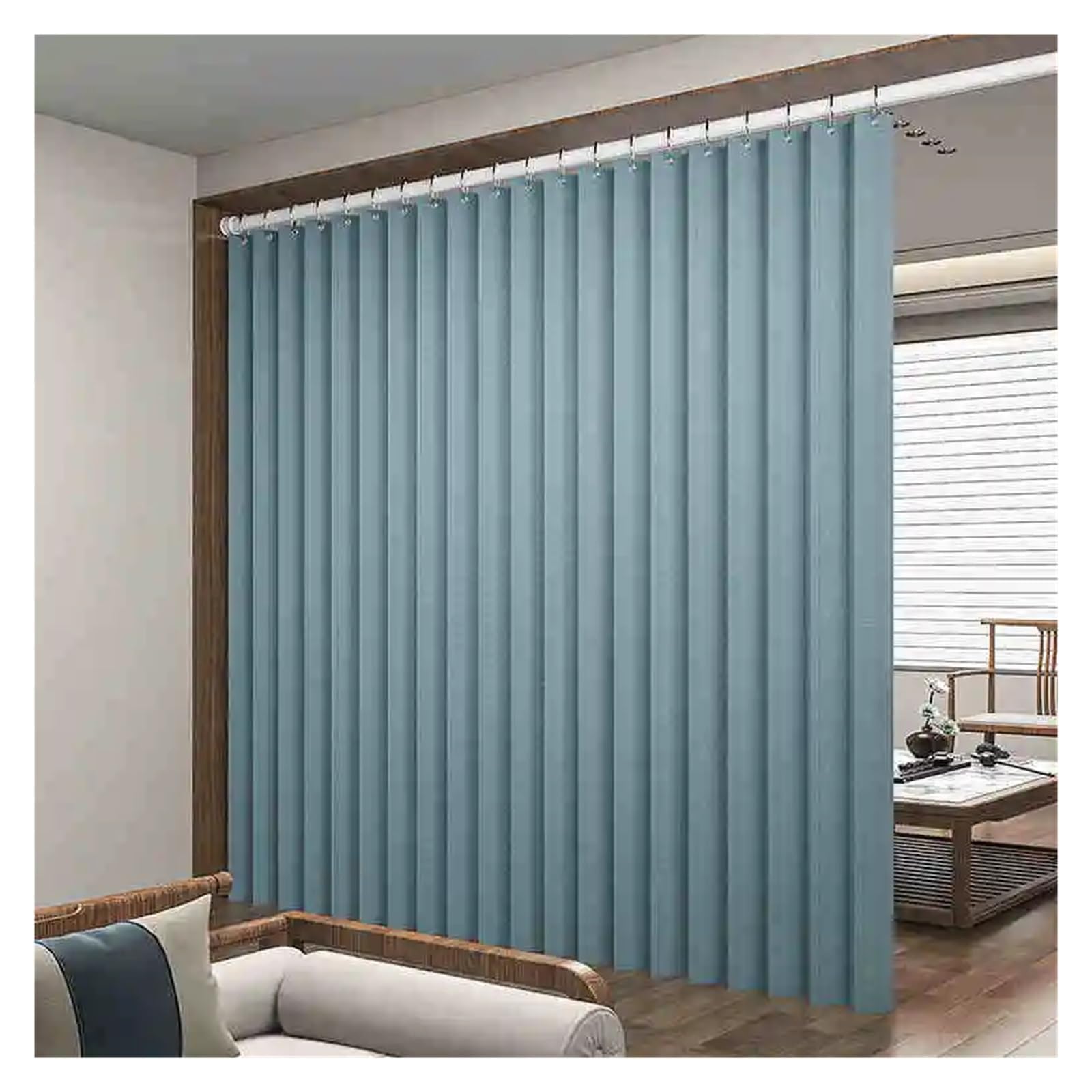 Tende Lino Tende for porte di armadi, plissettate, pieghevoli, magnetiche, fermatende for patio, divisorie for stanze, tende scorrevoli in vetro(Blue,5 * 2.6)