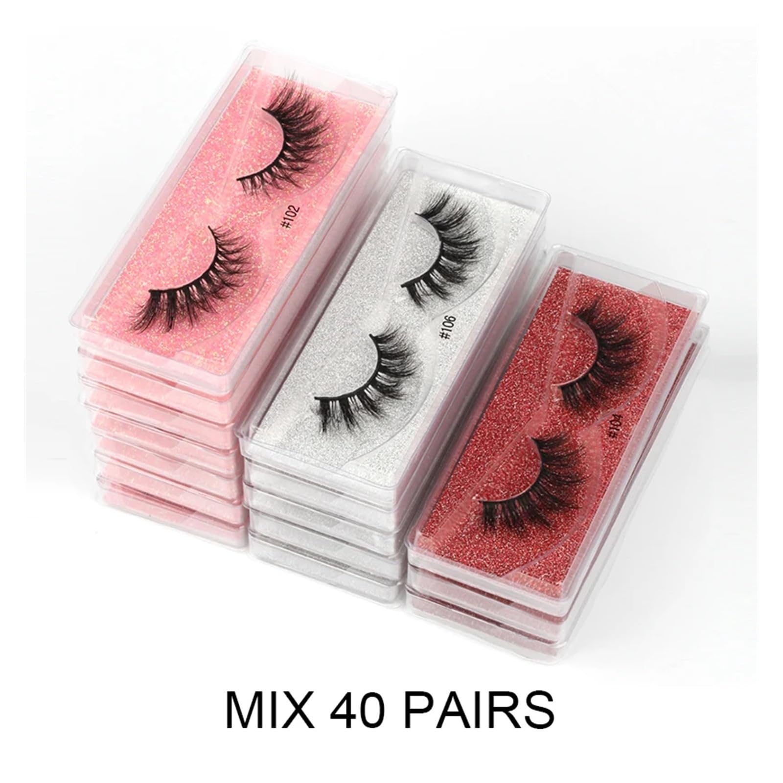 Messy Eyes 3d Lashes Rzęsy Naturalne miękkie cilios Sztuczne rzęsy Makijaż sztucznych rzęs luzem (kolor: 40 par RÓŻOWYCH)