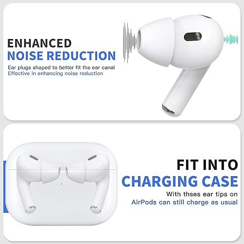 Miniatura 5 de 4 pares de almohadillas para AirPods Pro 1 y 2 Alivio del dolor Ajuste en la funda Cancelación de ruido Añade agarre Auriculares deportivos