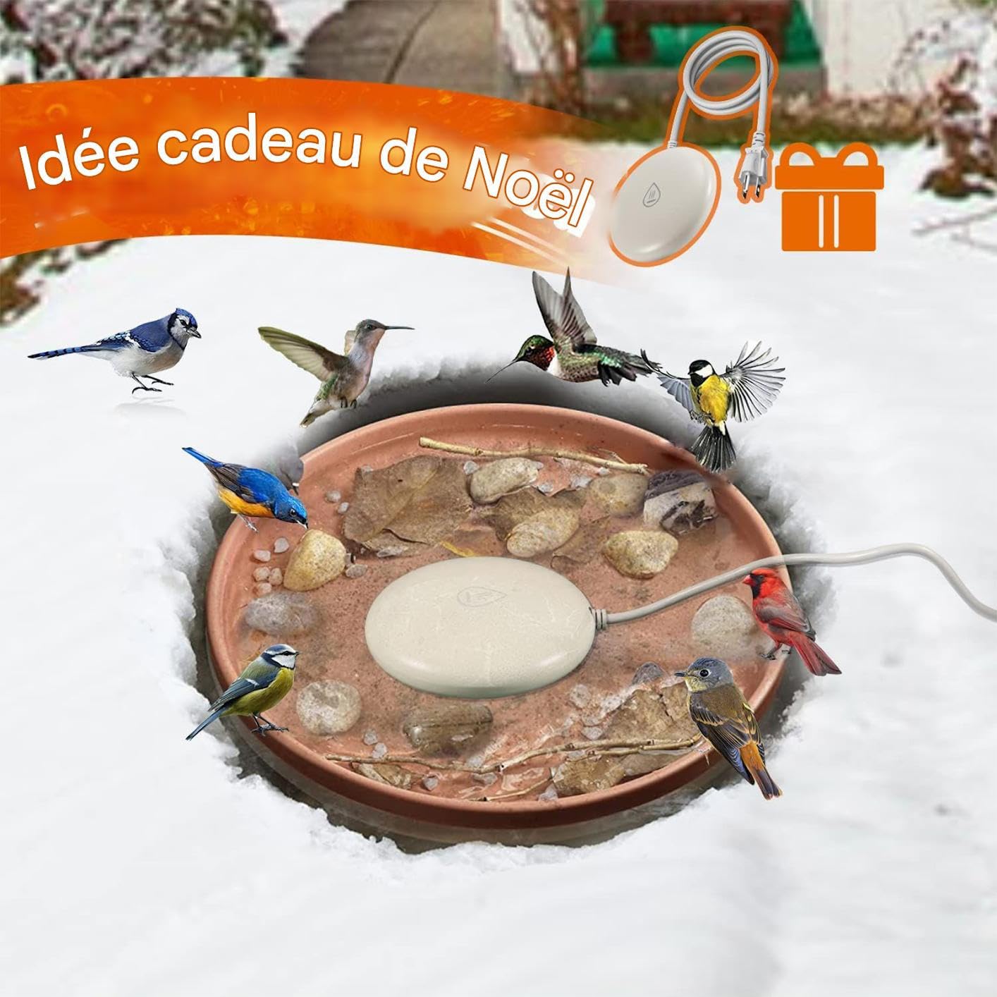 Générique Teichheizung für Vögel im Winter, Enteiser für Vogelwasser – Enteiser für Gartenteich – für Garten, Rasen, Terrasse, Hinterhof, Hühnerstall und den
