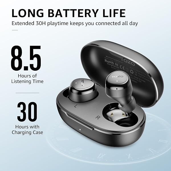 TOZO TOZO E1 Wireless Bluetooth 5.3 Headphones with ENC Calls Ultralight EQs Adjustment 30H Playback USB Type C IPX6 Black in use