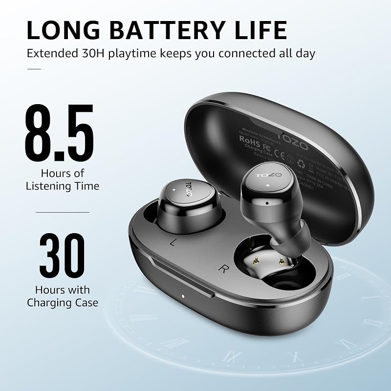 TOZO Wireless Earbuds Bluetooth 5.3 Ergonomic Light Weight in Ear Headphone image 3