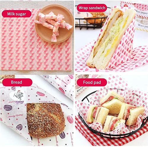 Miniatura 5 de 100 hojas de papel de cera para envolver alimentos, papel de envoltura para hornear, papel a prueba de grasa, forro impermeable para envolver