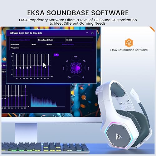 Miniatura 6 de EKSA E1000WT Wireless Gaming Headset,2.4GHz USB Gaming Headphones with Microphone for PC, PS5, PS4, Nintendo Switch, 7.1 Surround Sound Headset, RGB
