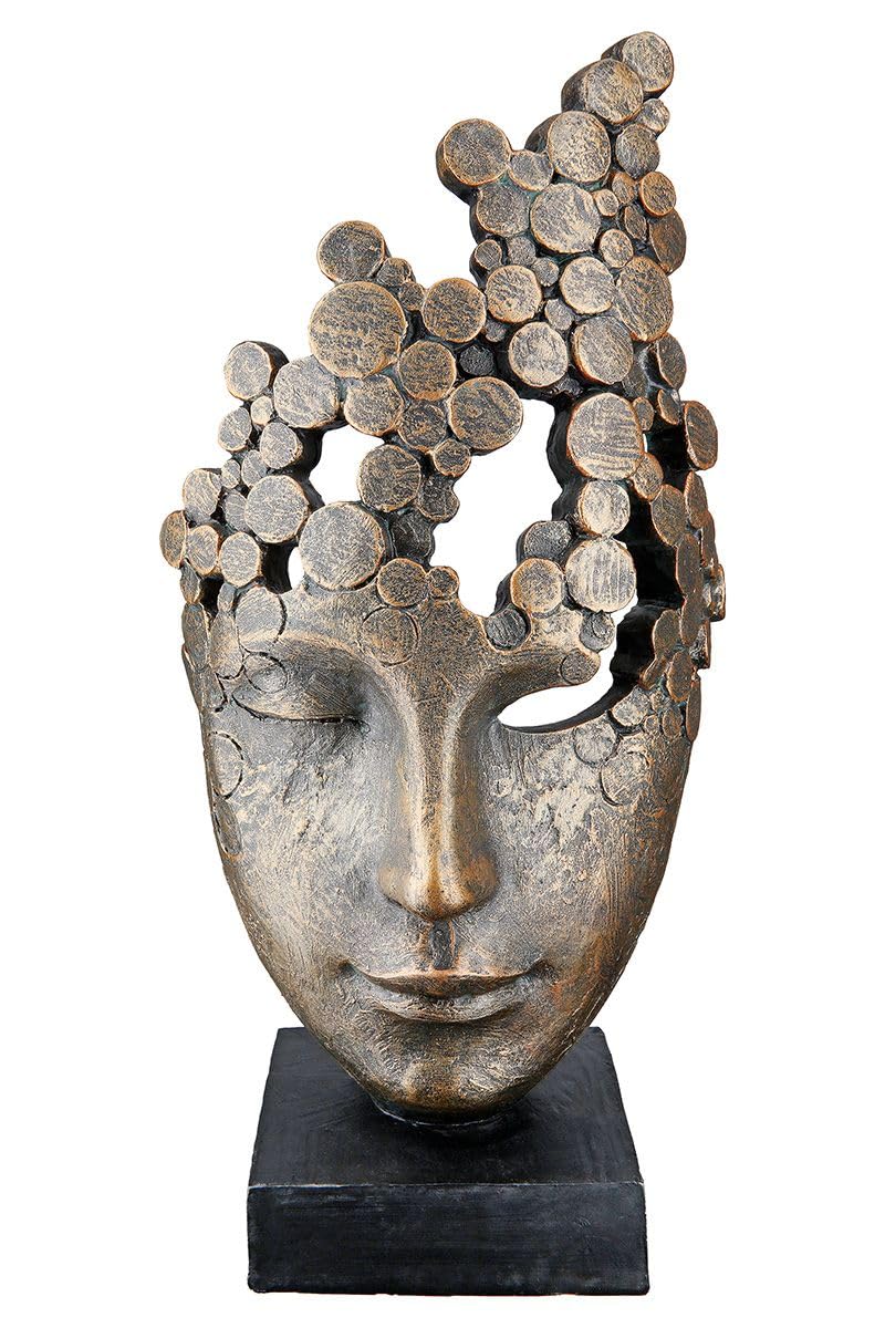 Casablanca Sculpture design Masque féminin Hauteur 32 cm Largeur 15 cm Visage abstrait Femme Cercle Tête Salon Sculptures Décoration Moderne