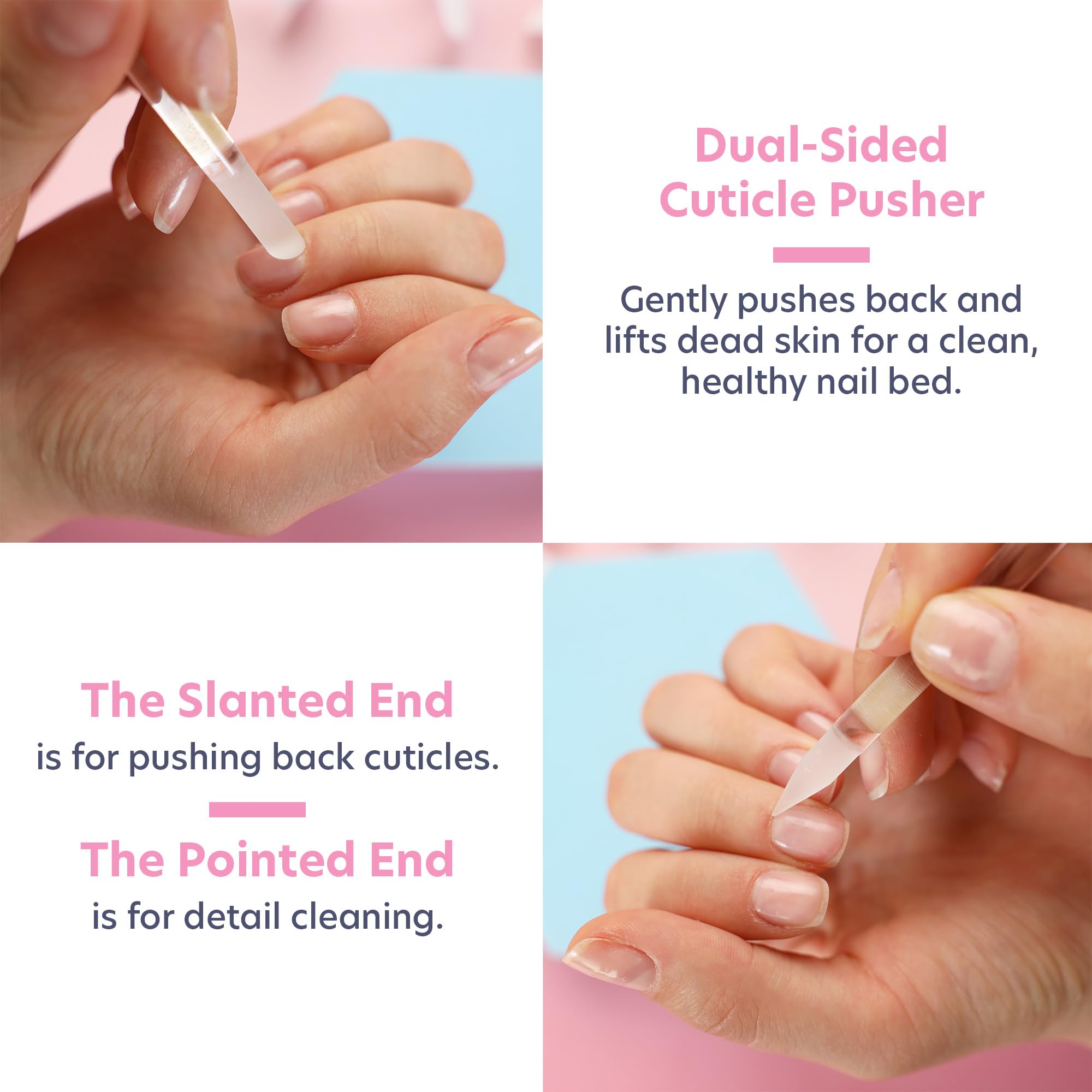 Juego de regalo de manicura de cristal checo de alta calidad, listo para regalar, juego de manicura y pedicura con caja de regalo en oro rosa, vidrio checo Bona Fide Beauty