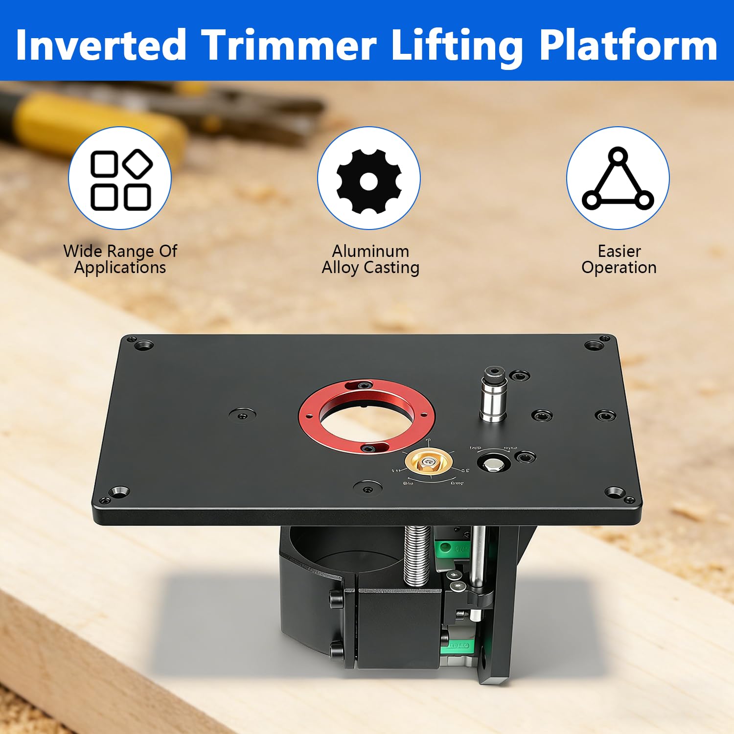 Invertierter Oberfräsentisch aus Aluminiumlegierung, Oberfräsenhebetisch Router Tisch Lift Kit, Trimmen Maschine Invertiert Hubtisch Frästisch für Holzbearbeitung, Kunststoffverarbeitung, Modellbau