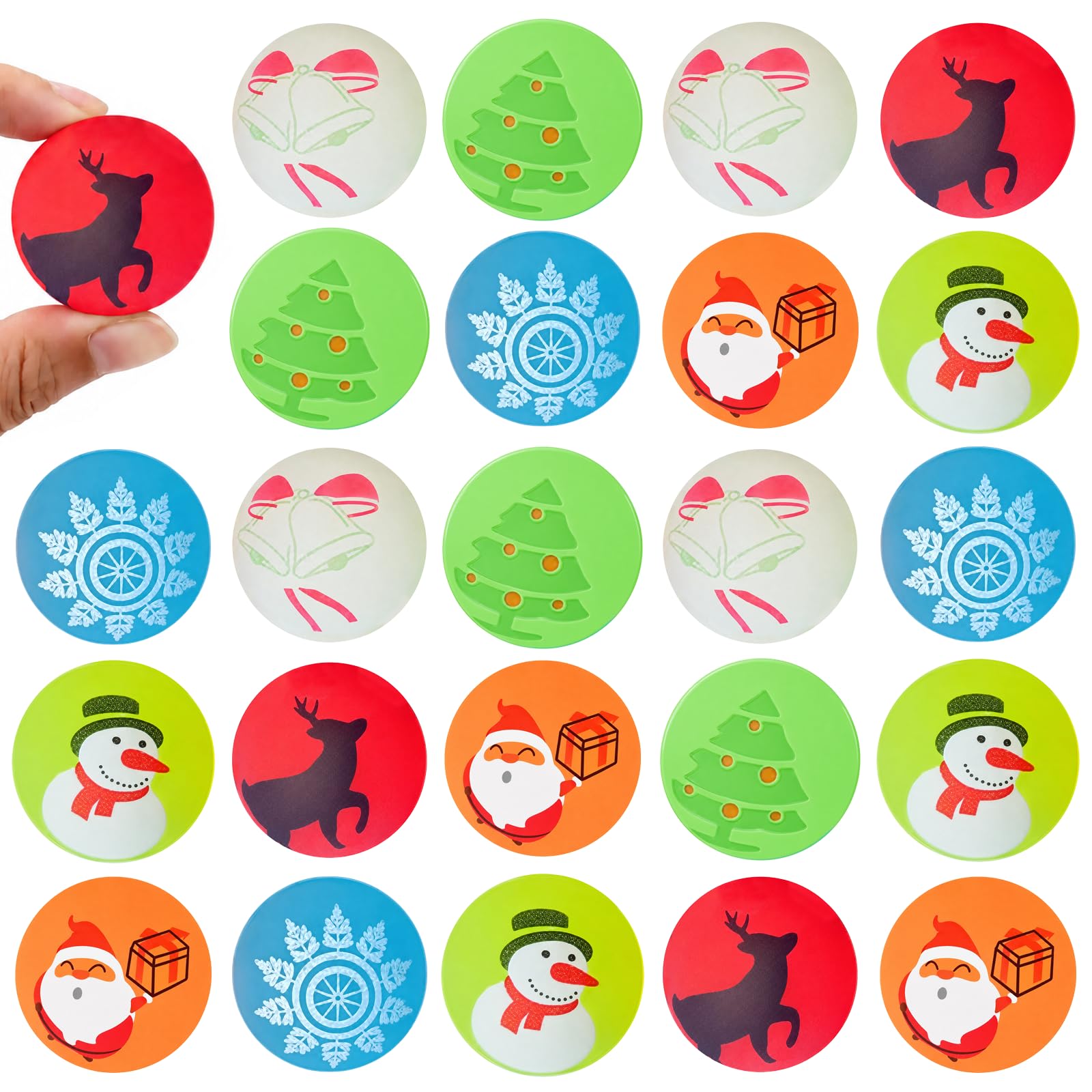 POPOYU 24 Pcs Bouncy Balls for Kids Party Bags,32mm Christmas Bouncing Ball,Small Bouncing Balls,Party Bag Fillers，Small Rubber Ball for Birthday Gifts,School Prizes,Perfect for Xmas Stocking Fillers
