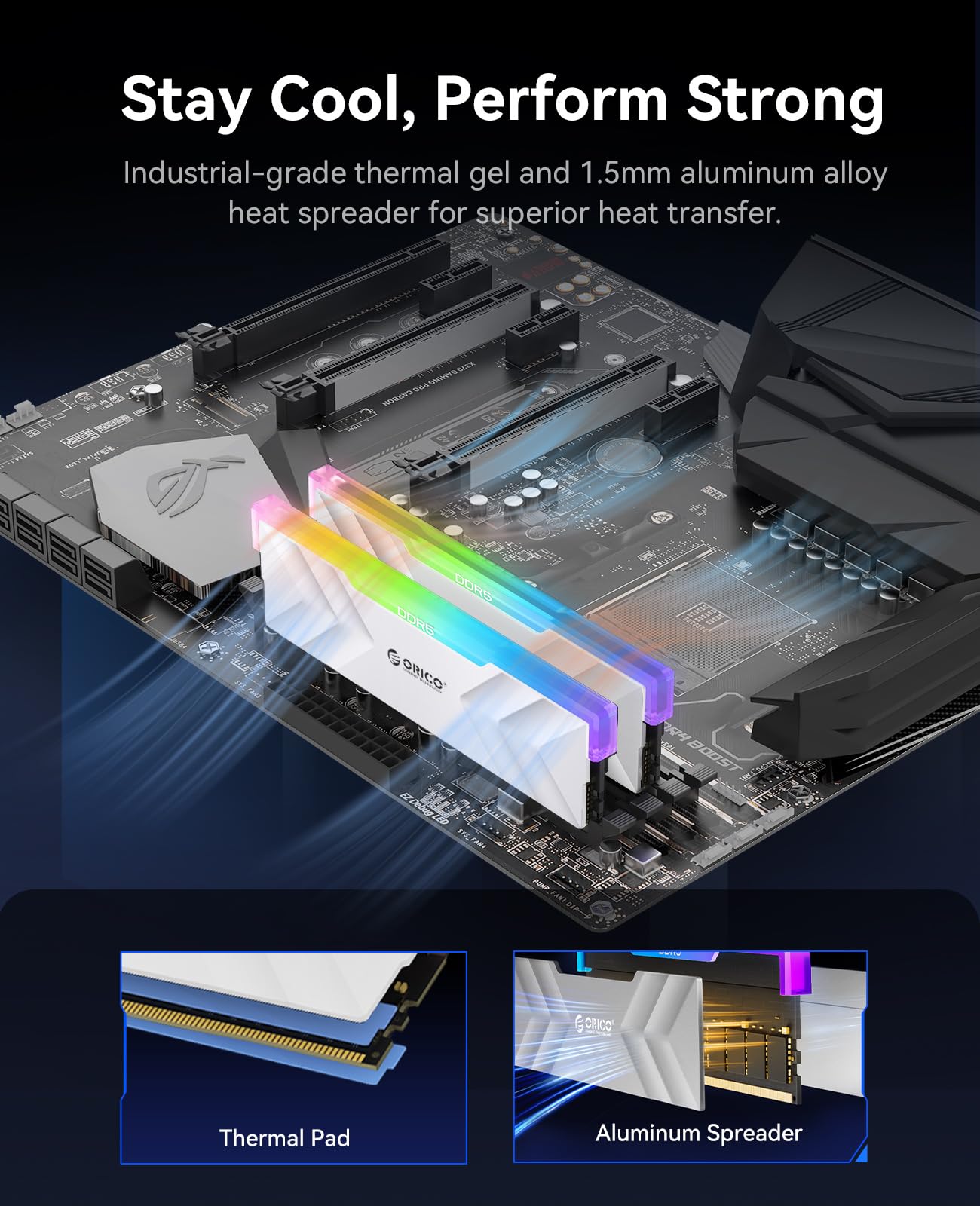 ORICO DDR5 32GB(16GB×2) 6000MHz ORICO Raceline Neon DDR5 RGB RAM 32 GB (2 x 16 GB) 6400 MHz