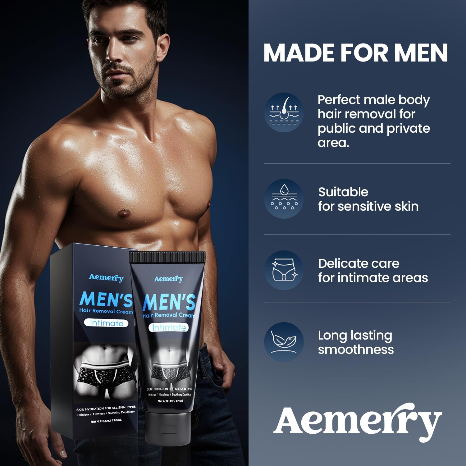 Intimate/Private Hair Removal Cream For Men, For Unwanted Male Hair in Private Area, Effective & Painless Depilatory Cream, Suitable For All Skin Types (1) - Image 2