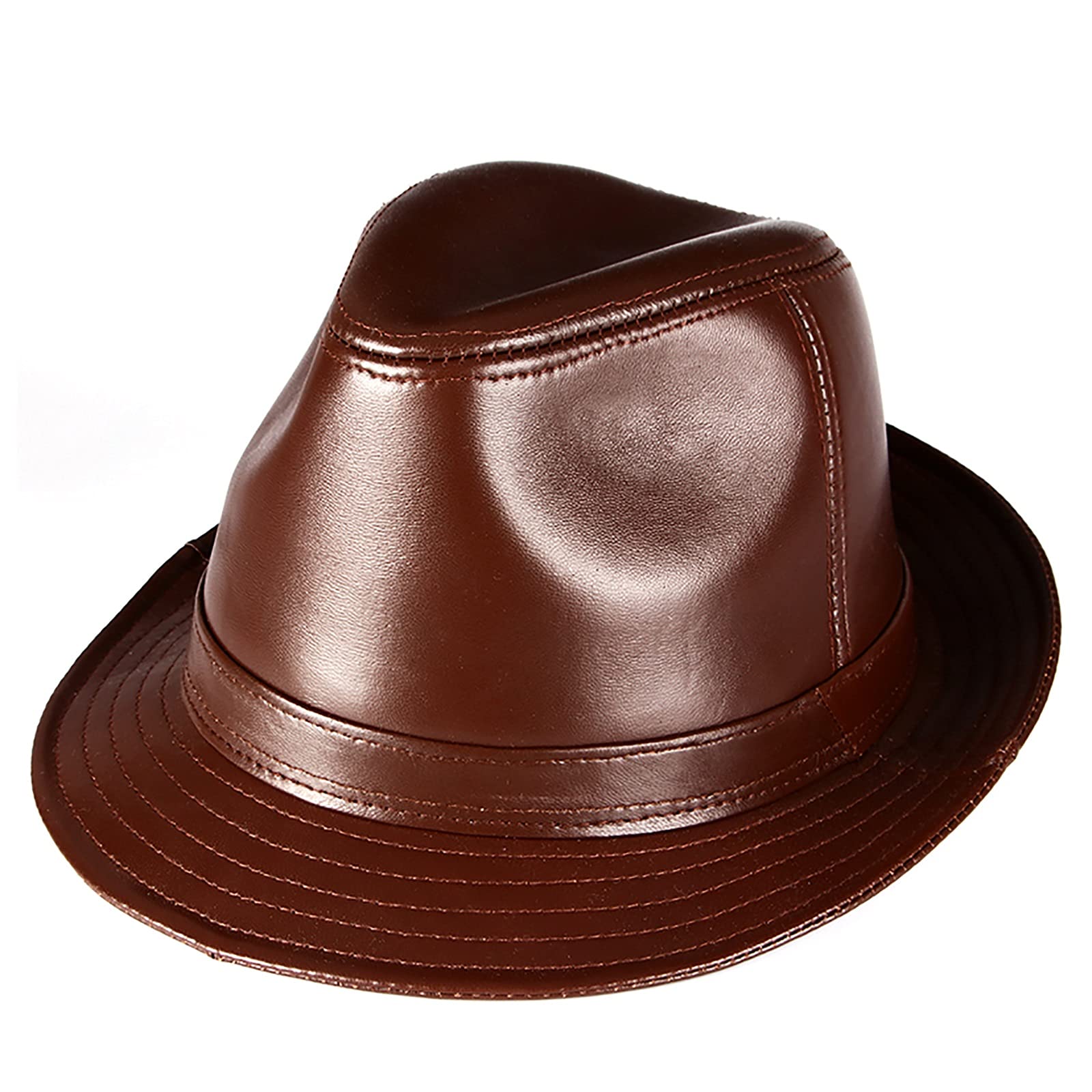 Sombreros de invierno, hombres piel de oveja sombrero de jazz invierno cálido clásico vintage fedora sombrero gorras 56-60 cm
