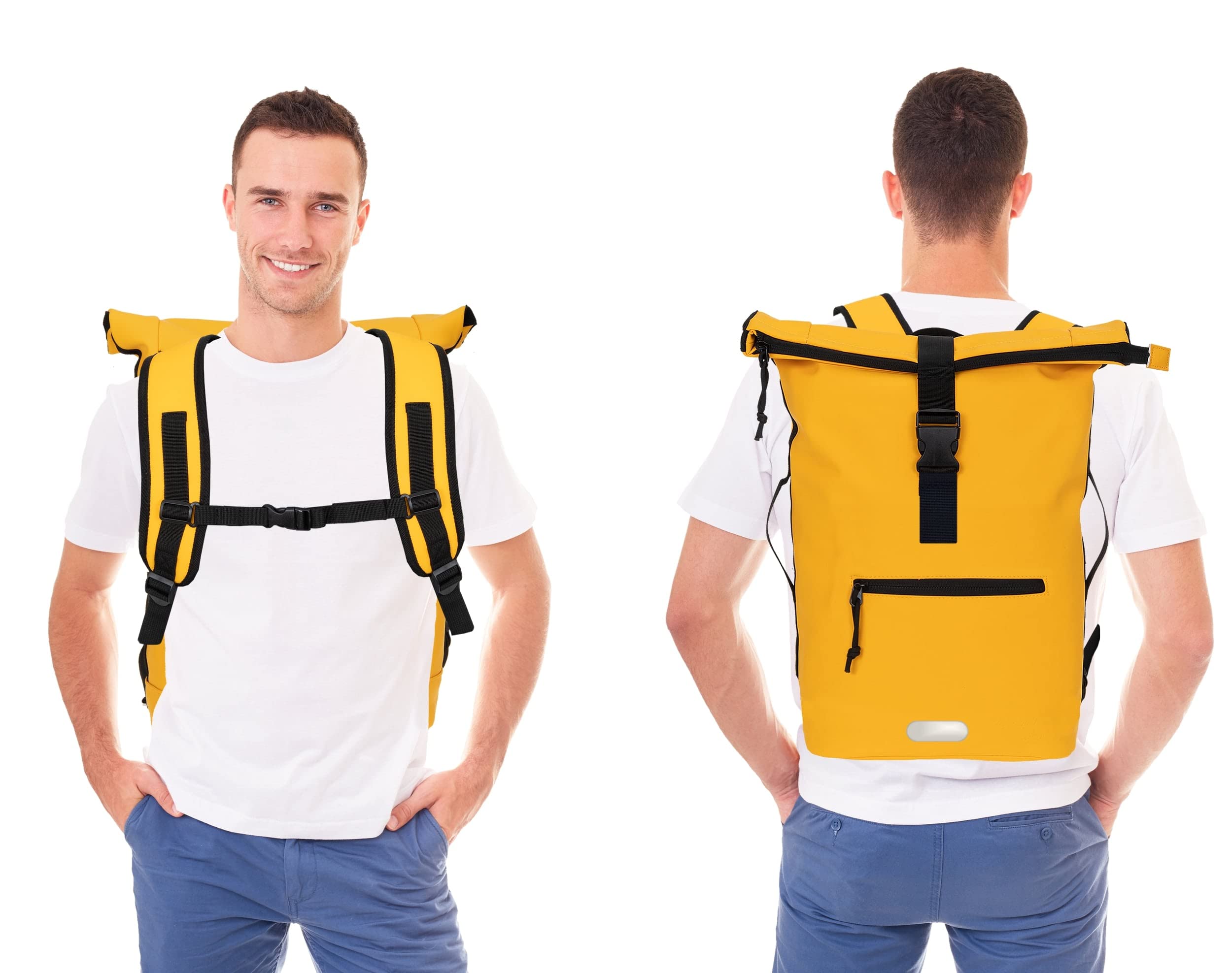 Elephant Rucksack Herren Plane Time Bag Kurierrucksack Roll-Top Fahrradrucksack Sport Fitness Damen 23 Liter A4 12821 + Flasche