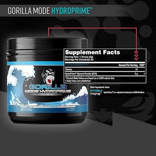 Miniatura 2 de Gorilla Mind Hydroprime Glicerol Pre-Entrenamiento - Fórmula hidratante de preentrenamiento para bombas intensas  Hiperhidratación intramuscular