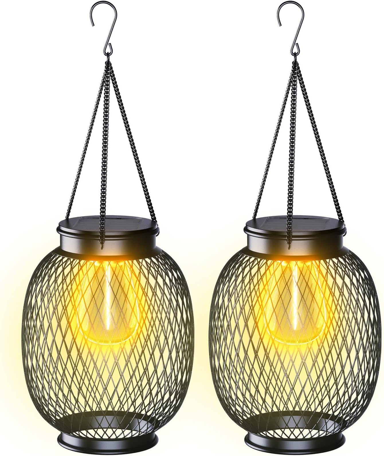 Ortiny Solar Lanterns Outdoor, Waterproof Hanging Solar Garden Lights Christmas Halloween Outdoor Decoration Lights Upgraded Hanging Solar Lantern Retro Design for Yard Garden Patio Pathway Tree