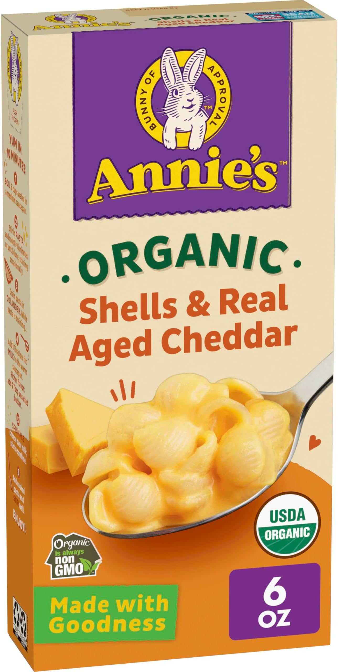 Annie's Organic Shells and Real Aged Cheddar, Made with Real Cheese, 6 oz
