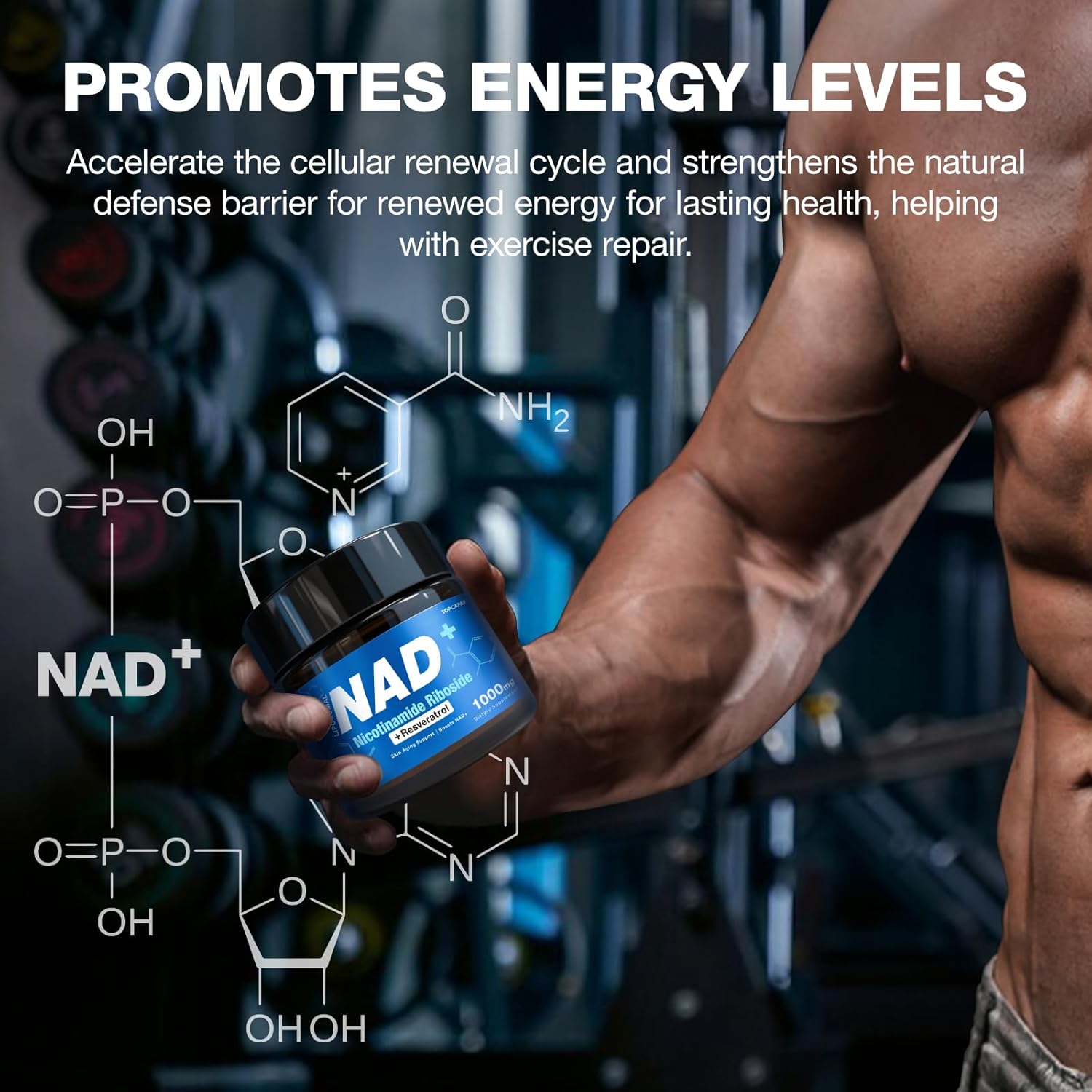 NAD+ Supplement - NAD Nicotinamide Riboside Resveratrol, Liposomal NAD+ Supplement 1000mg for for Women & Men - Healthy Aging, Brain and Cellular Energy, Non-GMO, 80 Capsules - Image 6