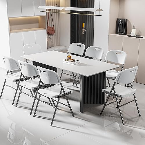 Miniatura 2 de VINGLI Silla plegable duradera de plástico HDPE, ligera, resistente a la intemperie, uso en interiores y exteriores, campamento portátil, patio,