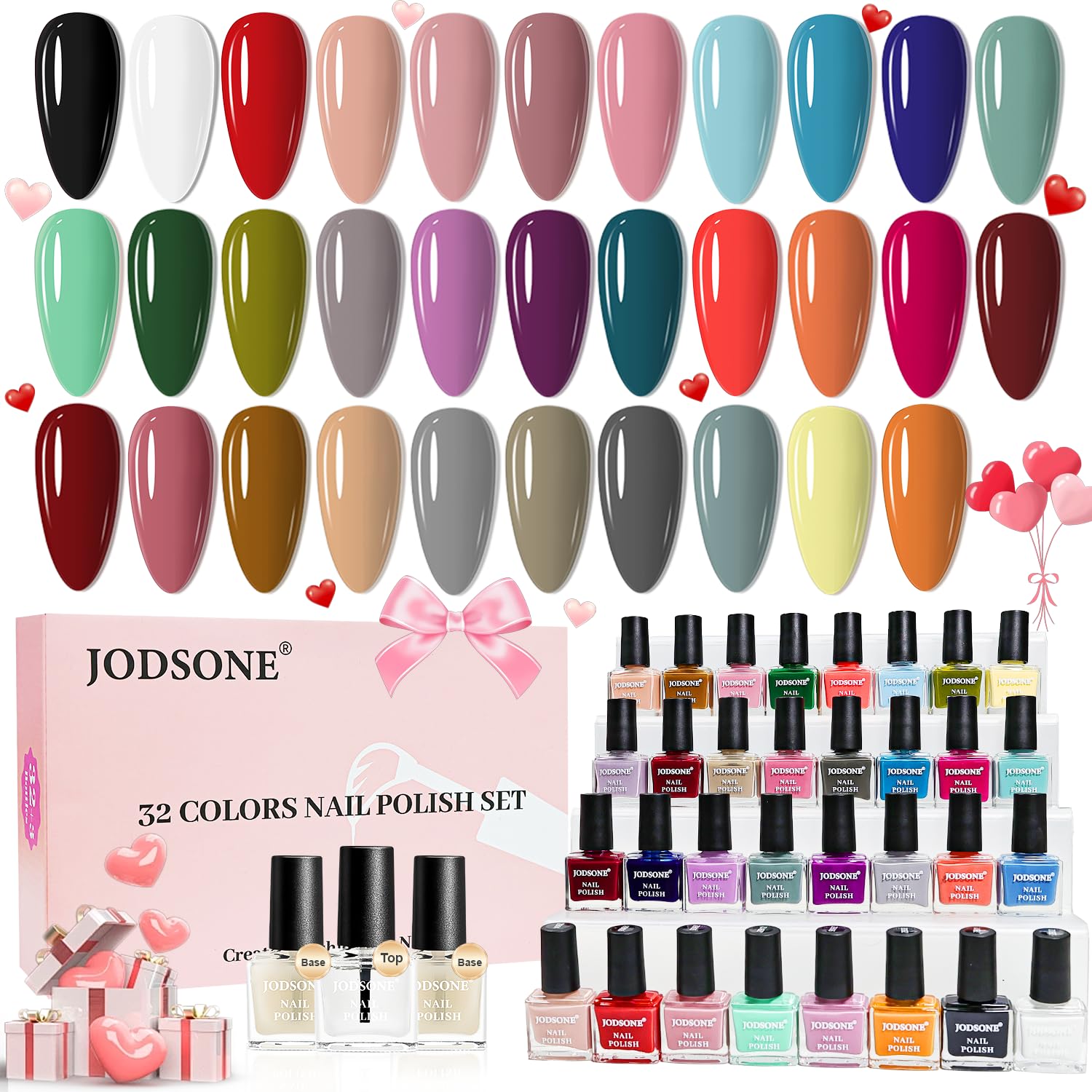 JODSONE 32-Color Quick Dry Nail Polish Set, 35 Bottles, 0.17 Fl Oz Each