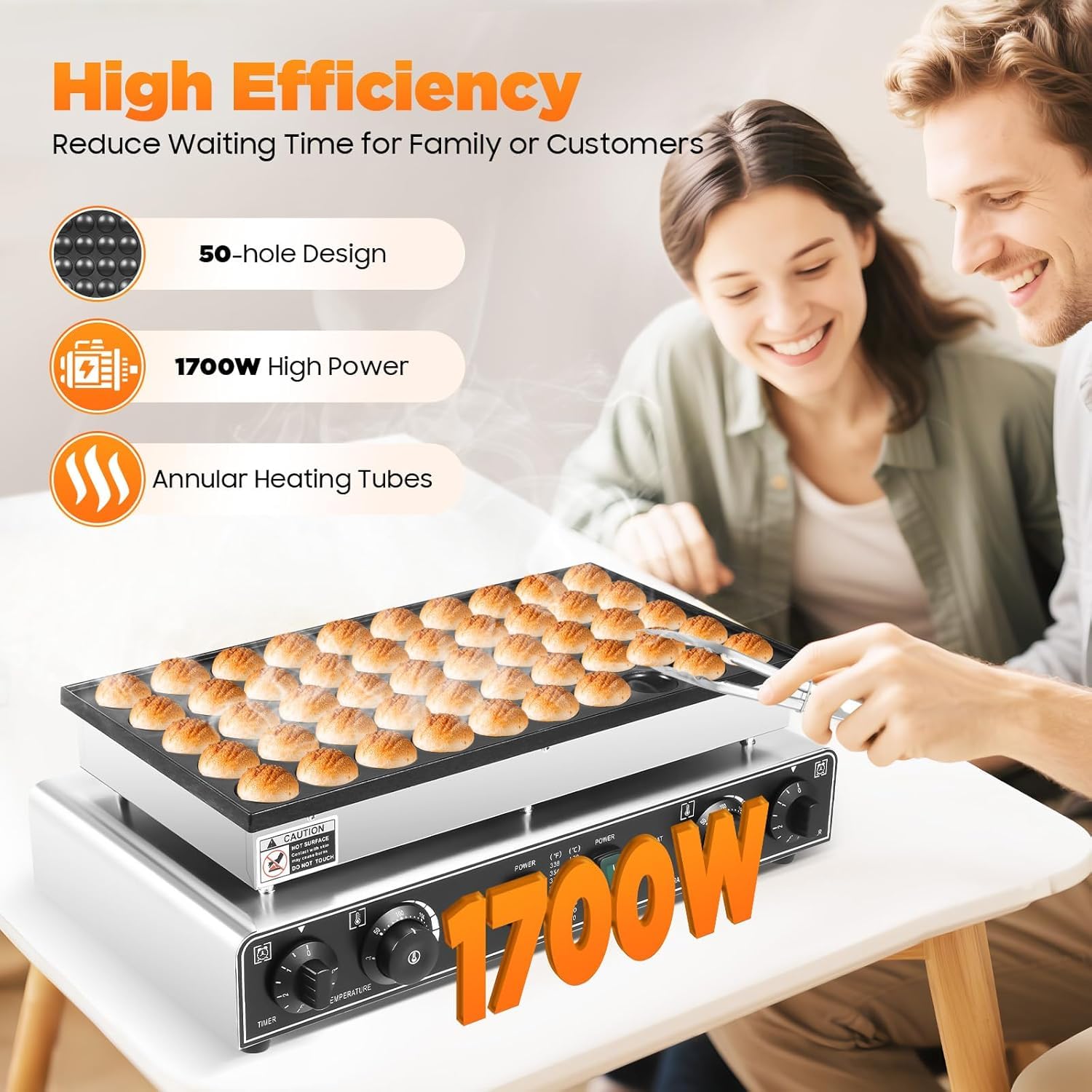 Máquina de Gofres 50 Huecos, Gofrera Eléctrica Antiadherente con Placas Giratorias 360°, Ideal para Sándwiches y Tortitas de Desayuno Familia, Brunch y Preparación de Comidas