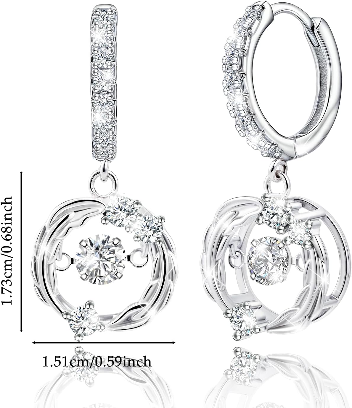 Sterling Silver Hoop Earrings - Sparkle Round Cubic Zirconia Earrings Hypoallergenic Circle Loop Dangle Earring Fashion Jewelry Gifts for Her Wife Mom Sister - Image 6