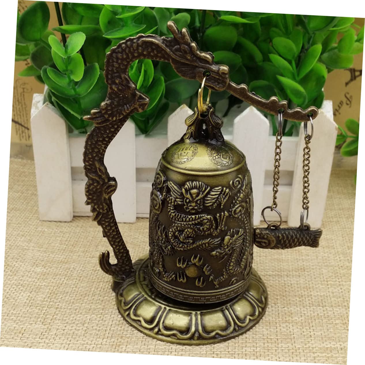 ドラゴン彫刻の金属製装飾ベル Amazon.co.jp: IWOWHERO ヴィンテージ風 ドラゴンモチーフ ブロンズ