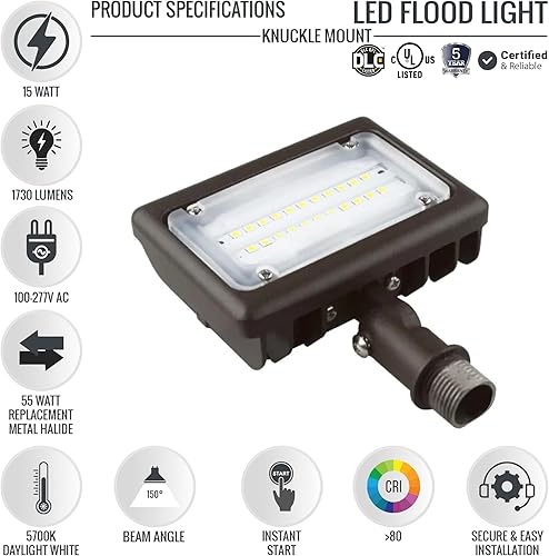 LEDMyplace - Luces de inundación LED de 100 W para exteriores, luz de seguridad, iluminación de estadio, 5700 K blanco frío, 14000 lúmenes, 100-277