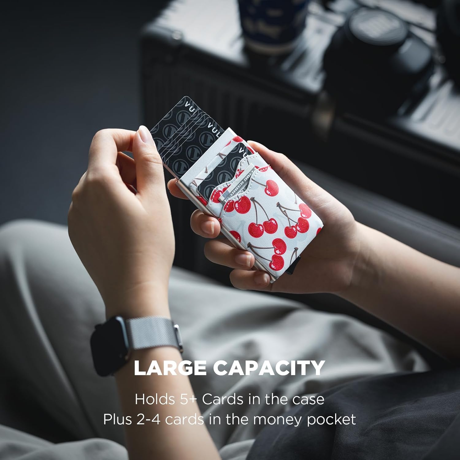 VULKIT Card Holder Pop Up Slim Wallet With Extra Leather Pocket Slots RFID Blocking Credit Card Case for Men and Women - Image 2