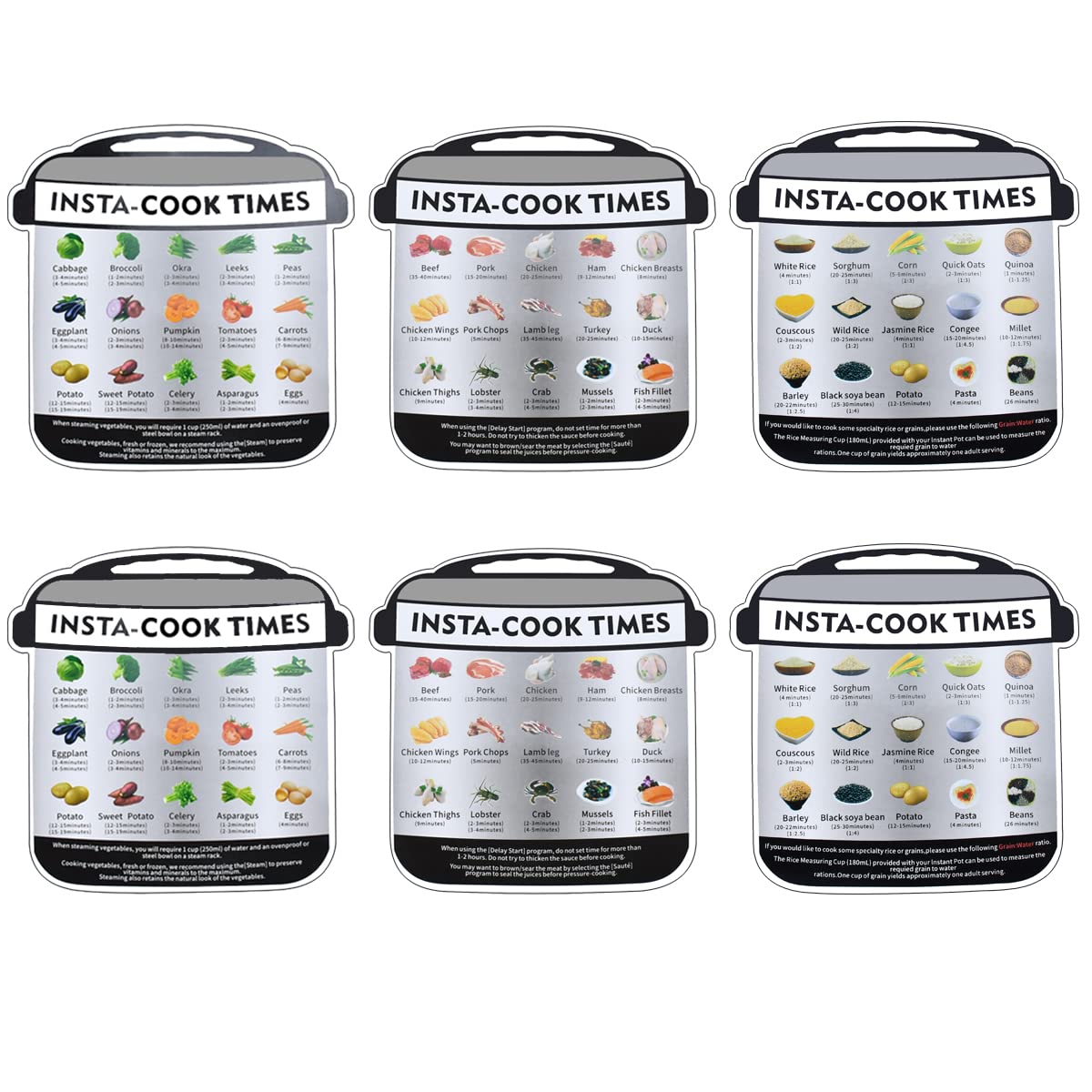 Buy Magnetic Cheat Sheet 6Pcs Instant Pot Food Images Magnet Cooking