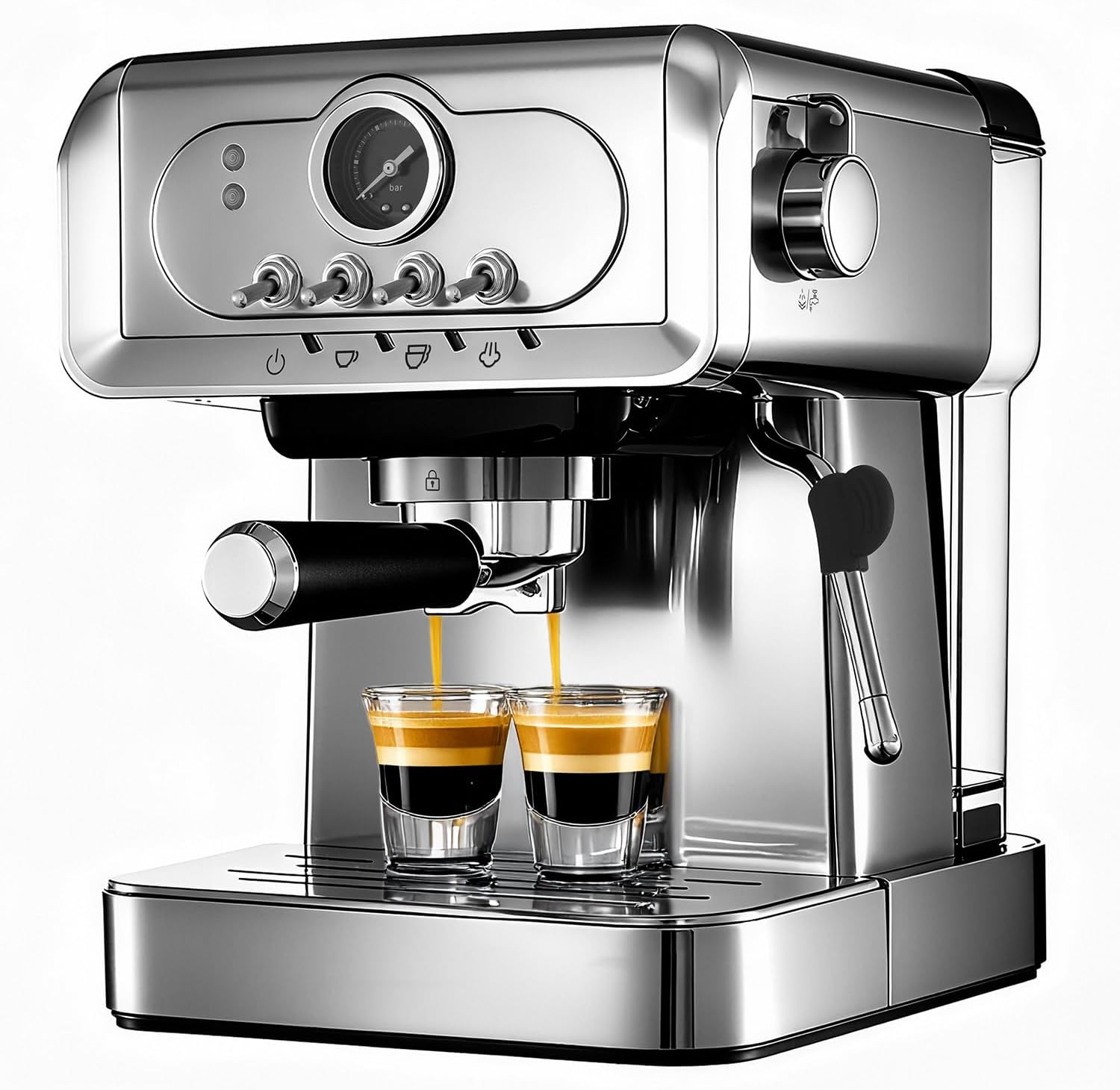 Espresso machine 20 Bar, Espresso Maker with Powerful Steam Milk Frother, Stainless Steel Coffee Machine with Fast Heating System for Cappuccino, Latte