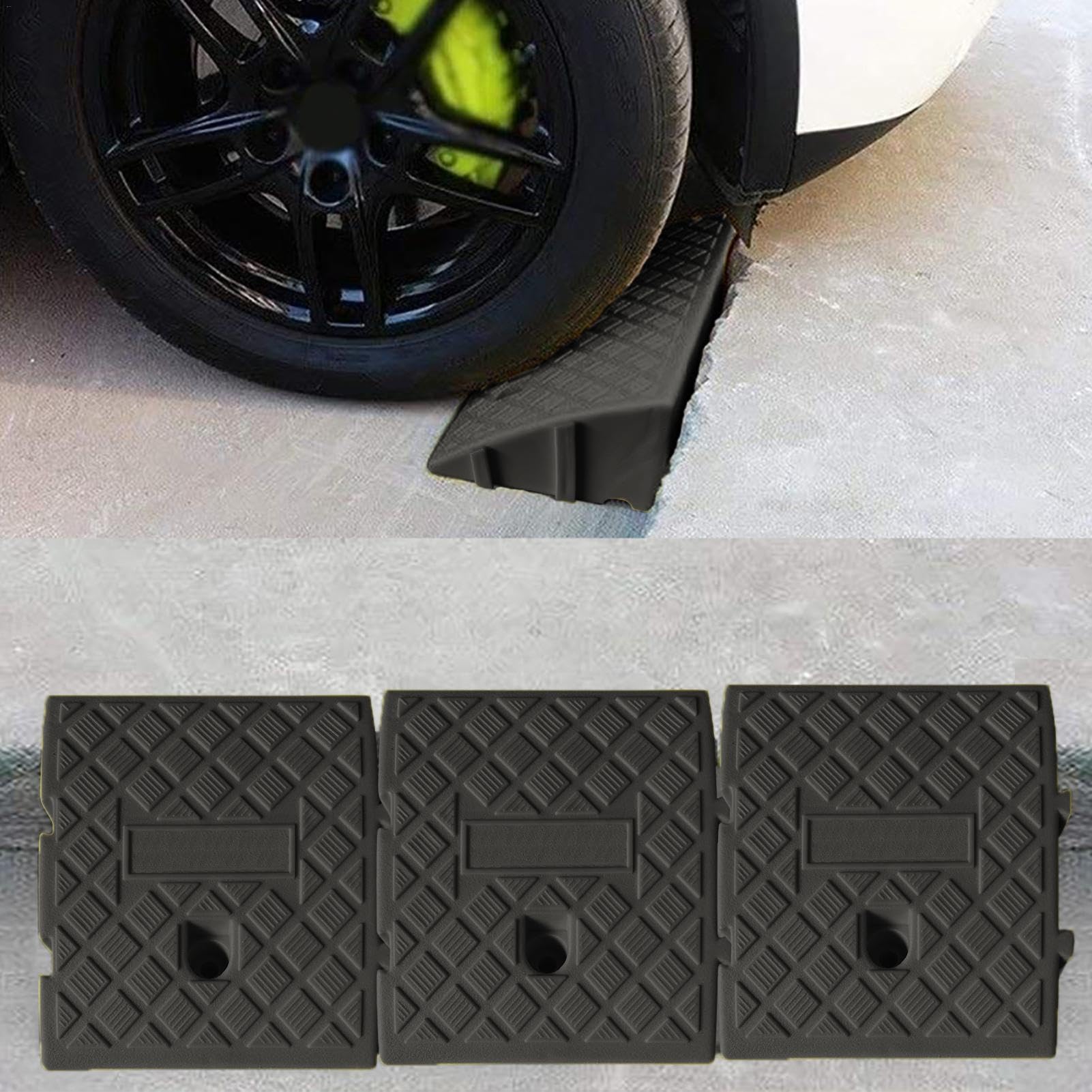 2 Piezas Rampas de Bordillo 13 cm Alto, Portátil Rampa de Acceso para Coche, Antideslizante Rampa de Umbral para Puerta de Silla de Ruedas Coche Moto Scooter Bicicleta Andador Aceras Garajes
