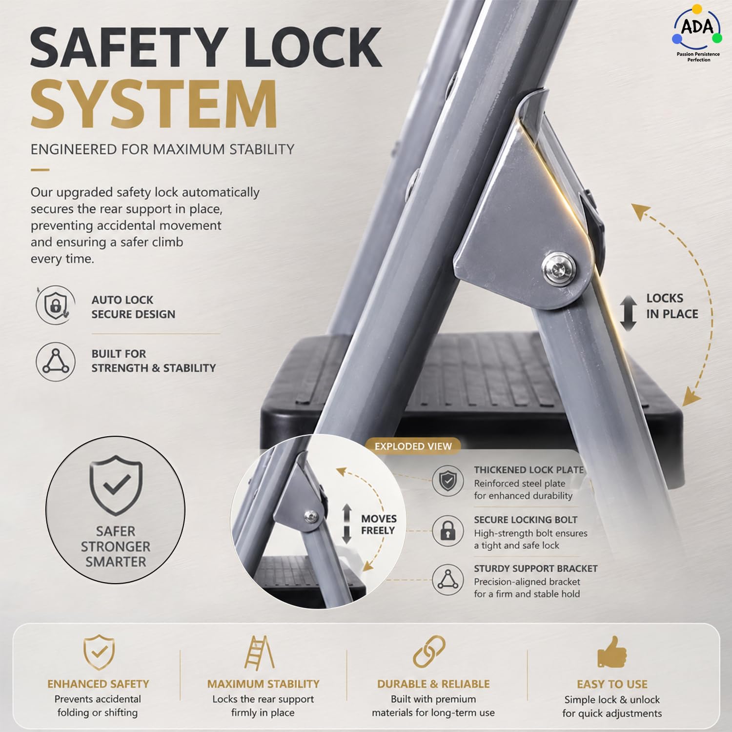 ADA Premium 6 Step Ladder - Heavy Duty & Foldable -3