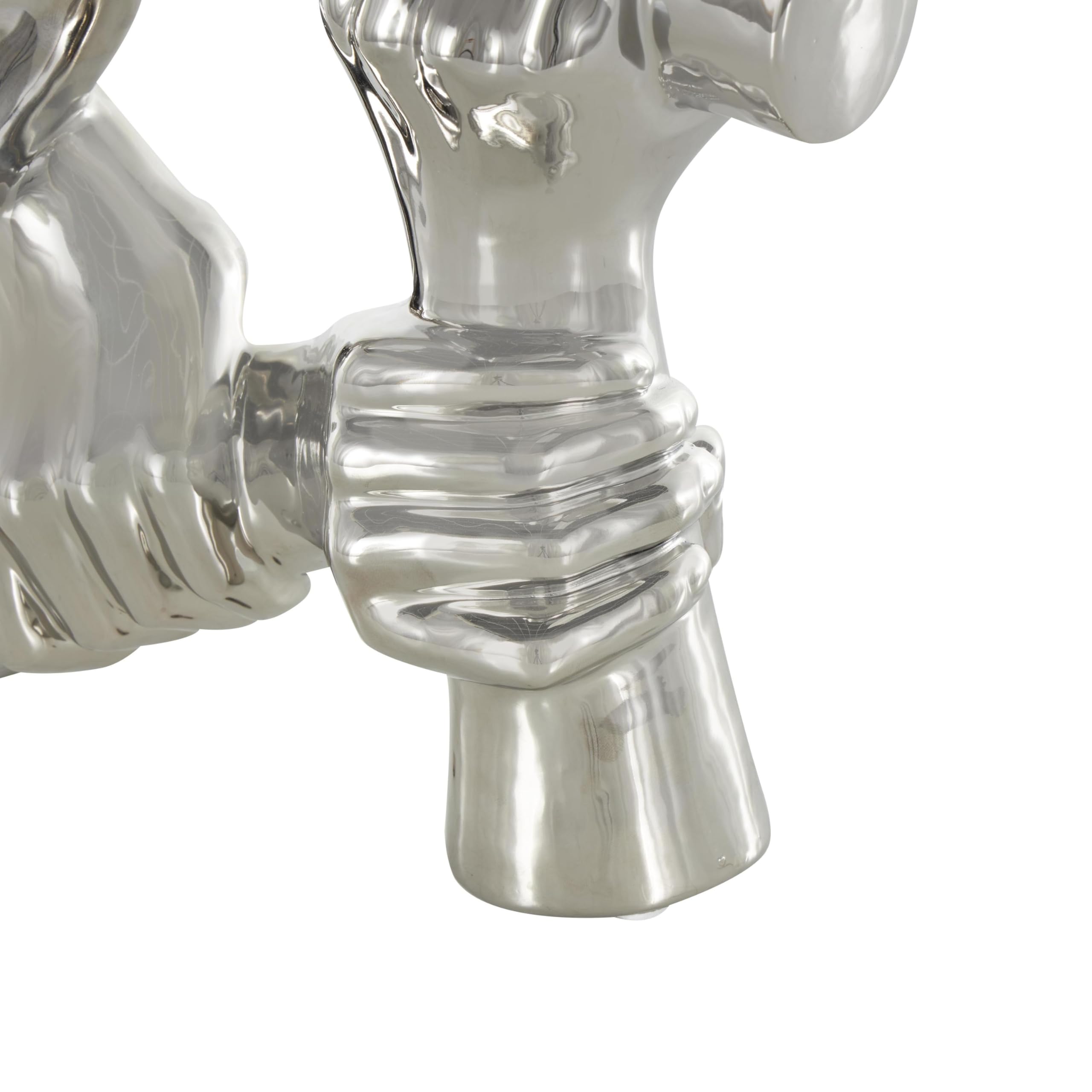 Deco 79 Scultura decorativa con mani in ceramica, decorazione per la casa, statuetta di accento 33 x 10,2 x 33 cm, argento