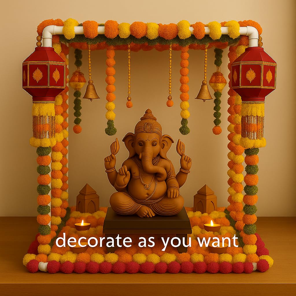 DIY Ganesh Chaturthi Mandap - White Tent Frame -5