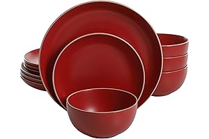 Gibson Home Rockaway 12-Piece Red Matte Clearance Dinnerware Set for 8
