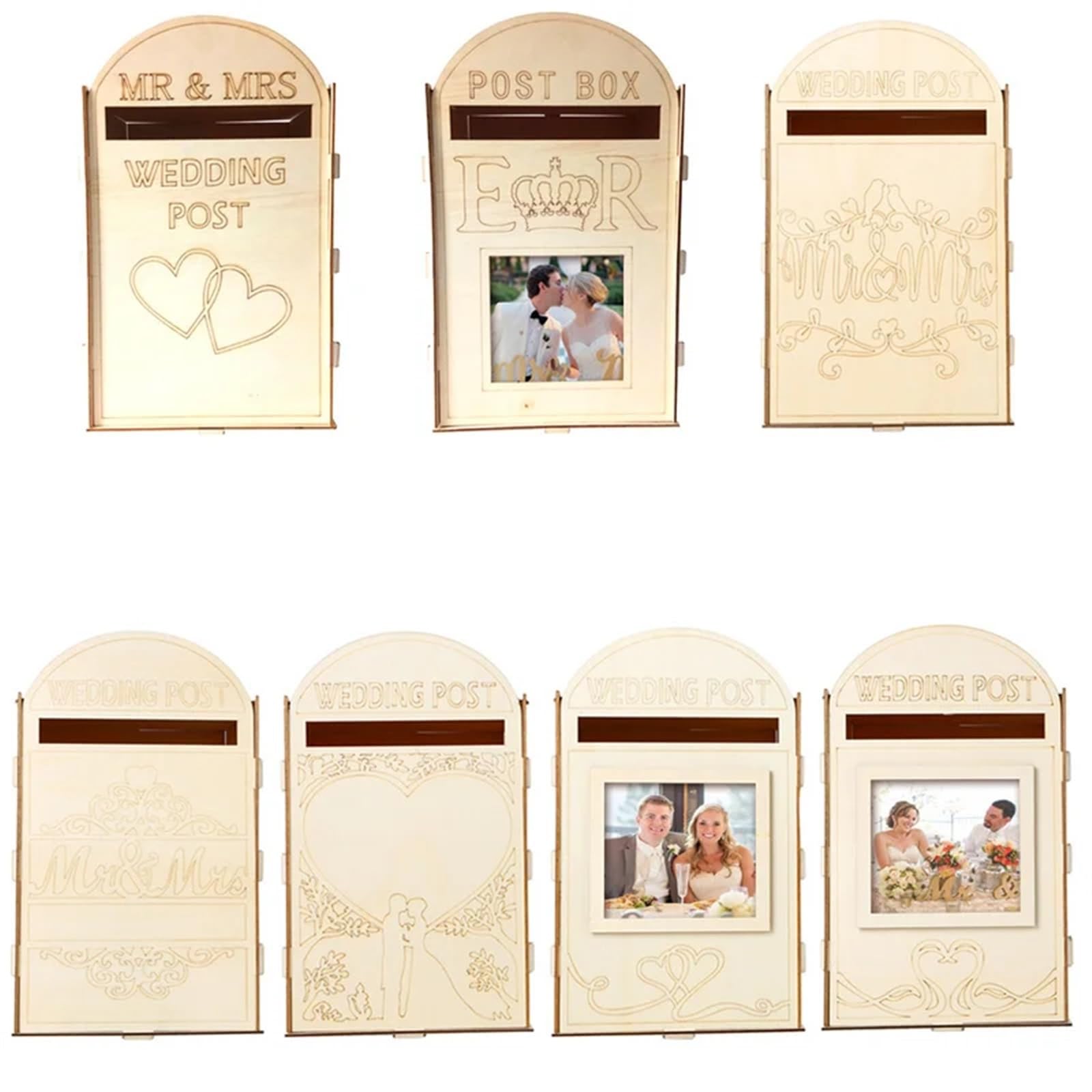 Hochzeitskarten-Box DIY-Hochzeitszubehör aus Holz, Stilornamente, Hochzeitsbriefkasten, Kartenboxen, Hochzeitsdekorationen(E)