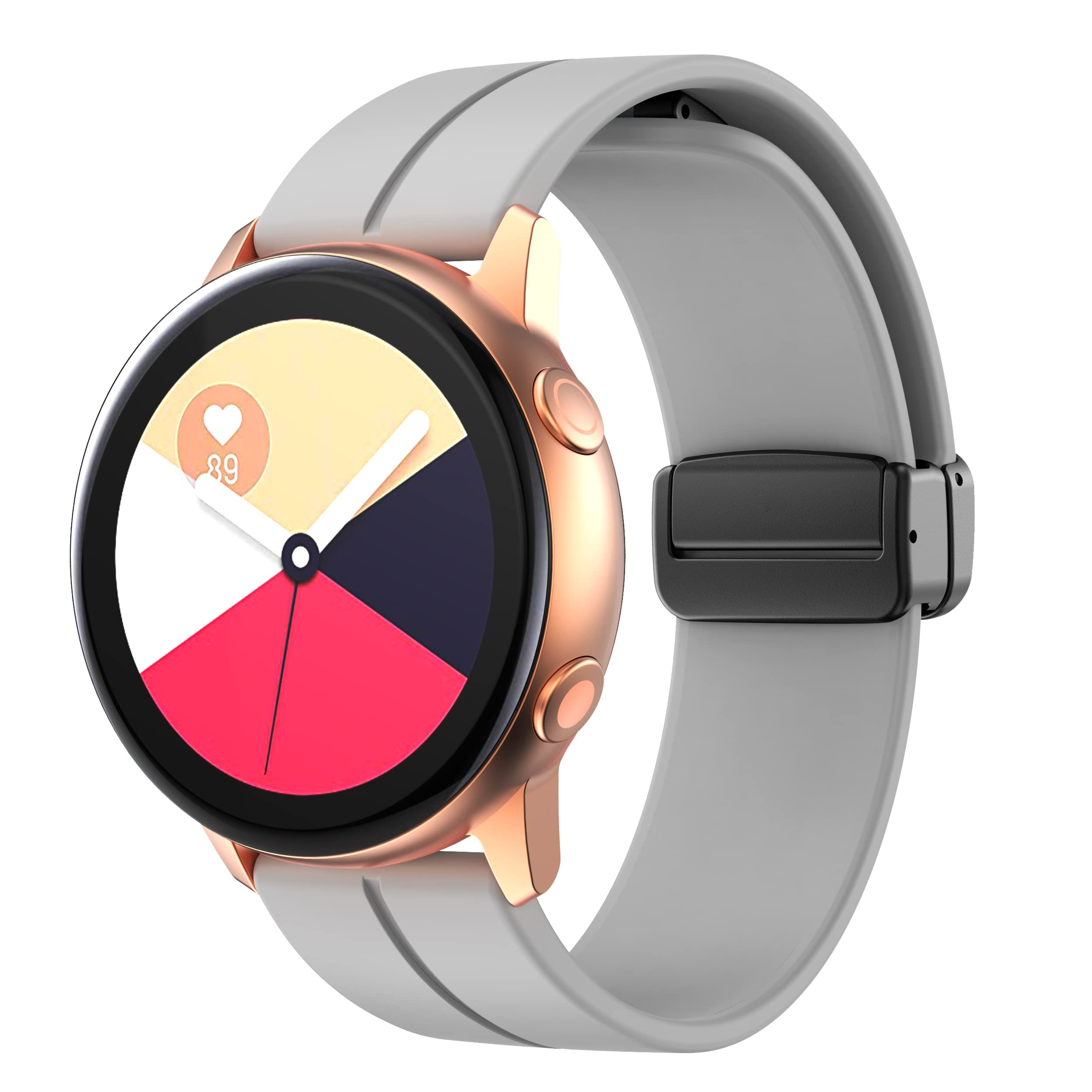 Magnetic for Samsung Galaxy Watch 6/5/4 Band 40mm 44mm,Galaxy Watch 6/4 Classic Bands 47mm 43mm 46mm 42mm/Galaxy Watch 5 Pro 45mm/3 41mm/Active 2 Women Men,Silicone Sport Strap 20mm Quick Release Wristbands