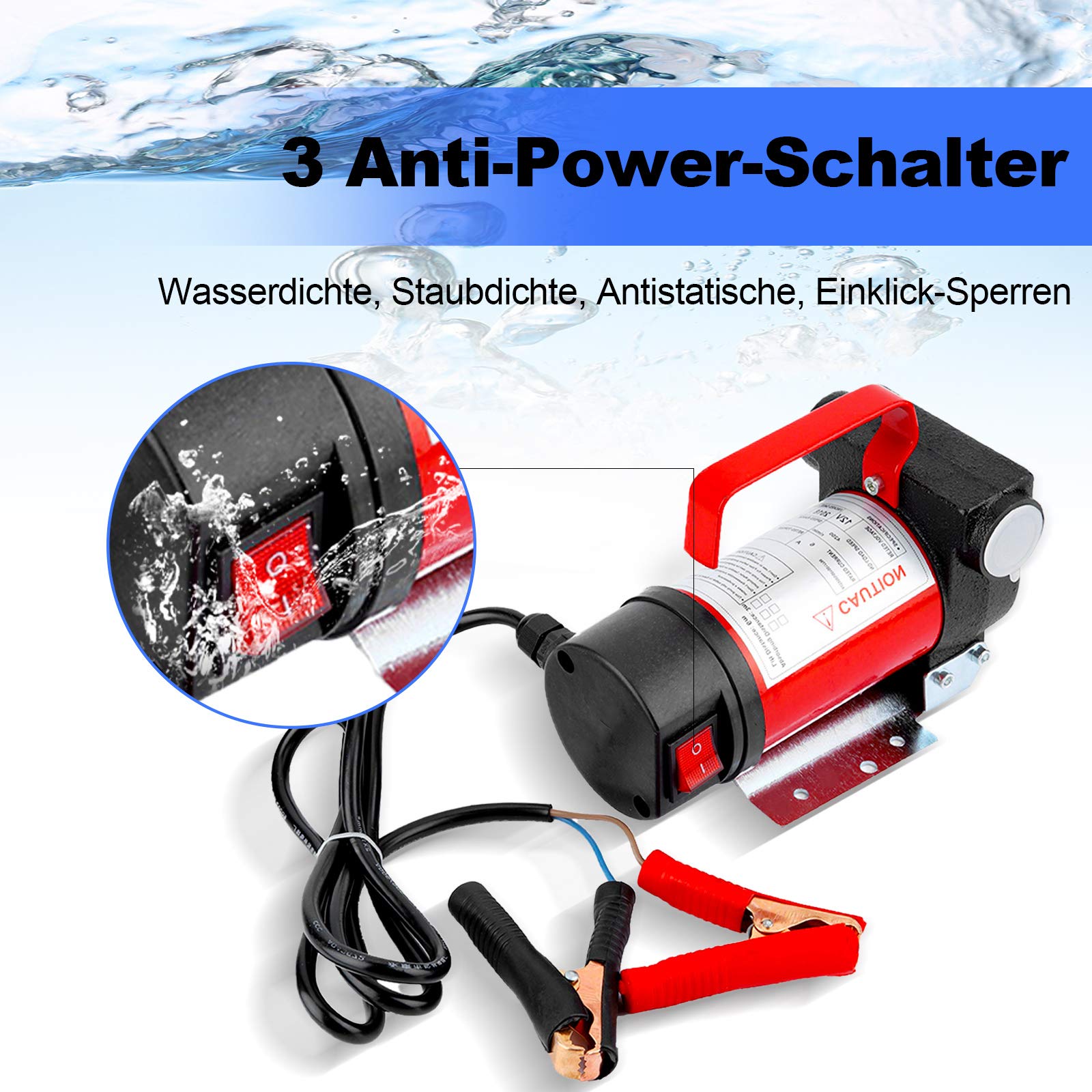 Pompe de Transfert de Carburant Électrique 12V DC, 160W 40L/min Pompe à Huile Électrique Pompe à Portable IP55 avec filtre