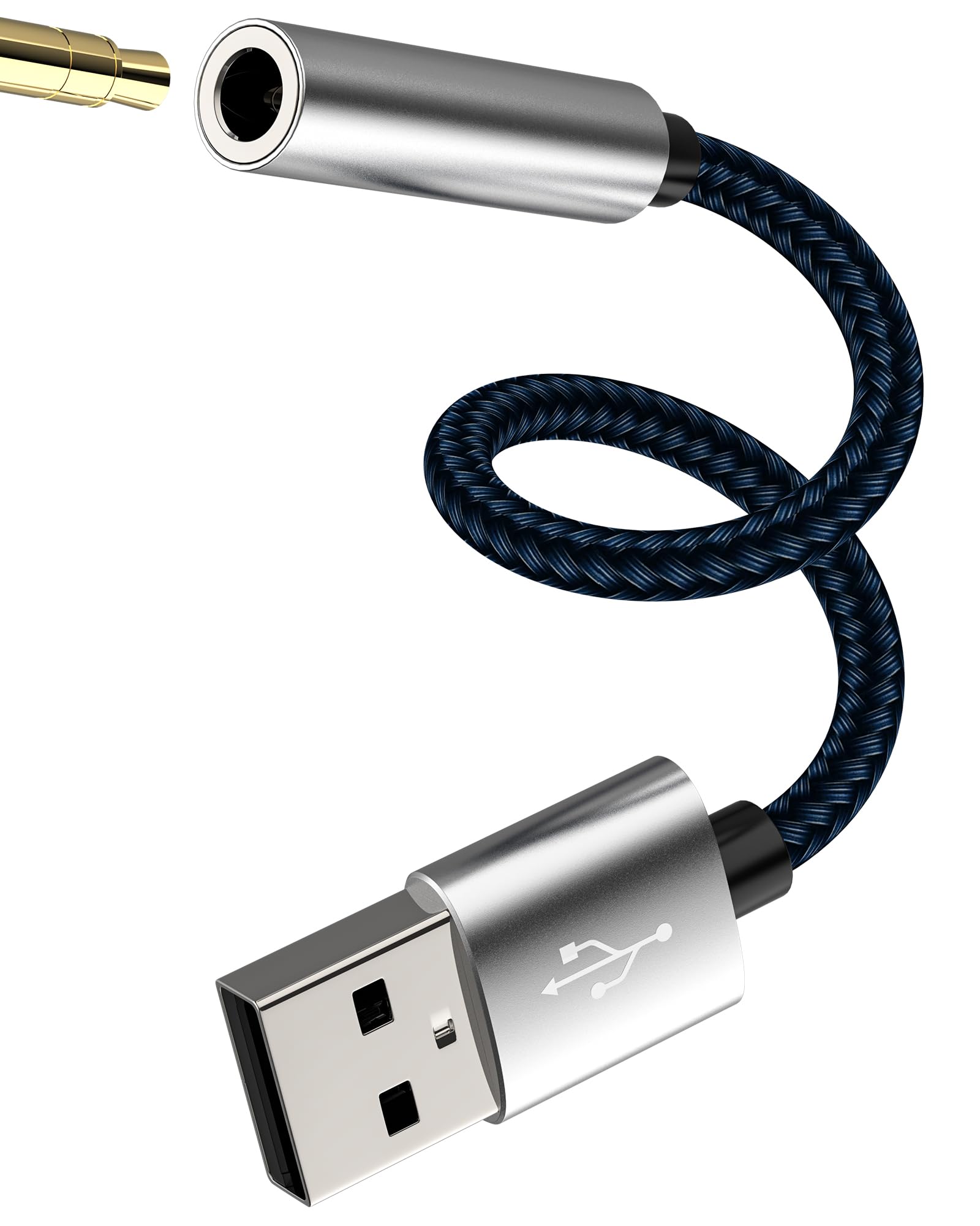 Adaptador USB macho para conector de áudio de 3,5 mm fêmea conversor de placa de som dac
