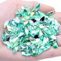 Vista 1 de 200 diamantes de imitación de gota de agua, diamantes de imitación de resina con parte trasera plana para manualidades, ropa, decoración de Verde AB