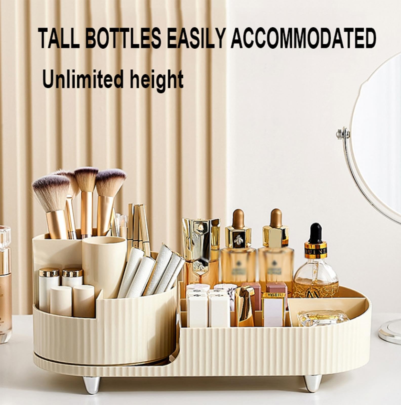 Organizador de Maquillaje y Almacenamiento Para Tocador, Vitrinas de Cosméticos de Gran Capacidad con Organizador Giratorio Para Brochas de Maquillaje, Accesorios Para El Cabello, Lápiz Labial,A