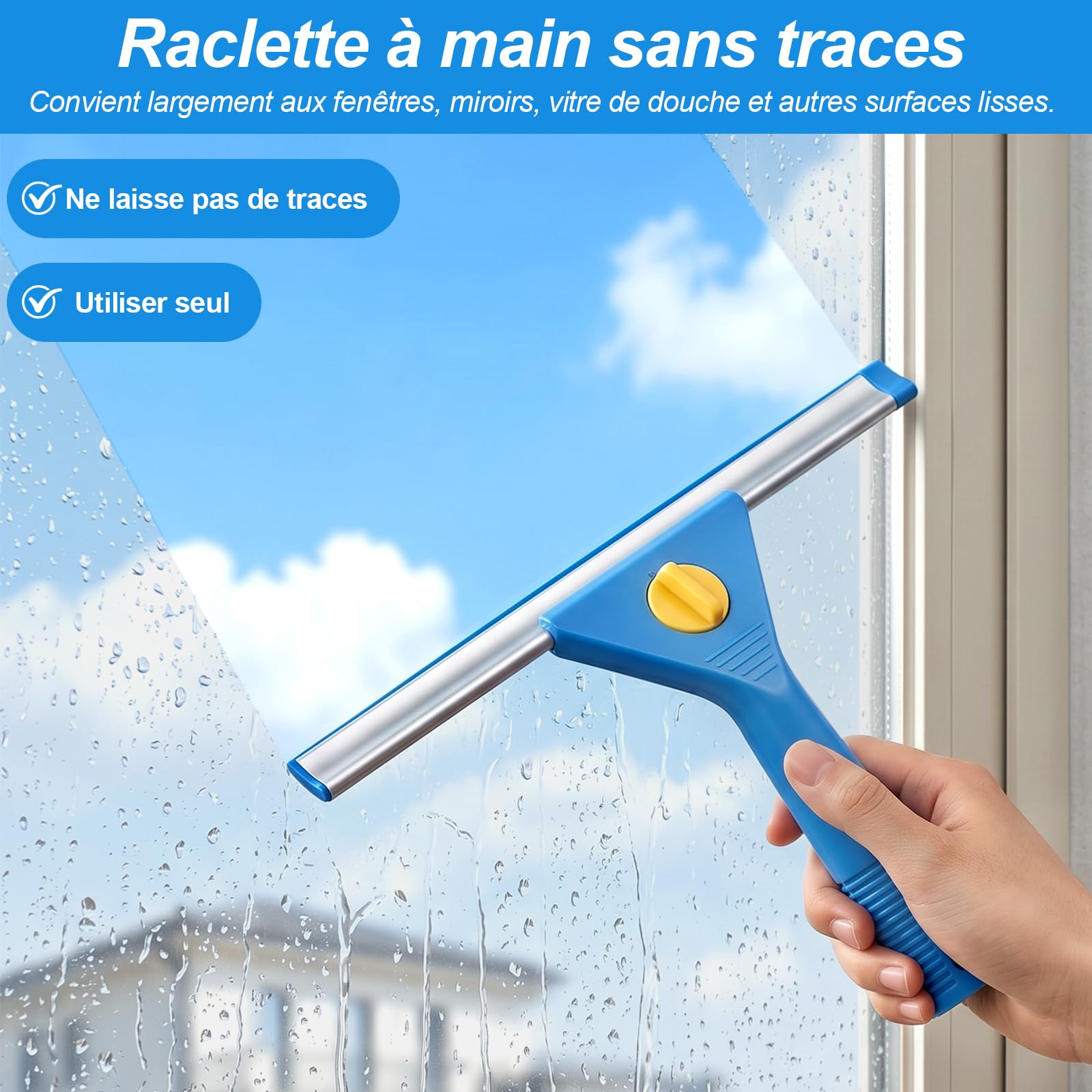 Kit Nettoyage Vitre, 3,1m Lave Vitre Telescopique Inclure Seau 12L