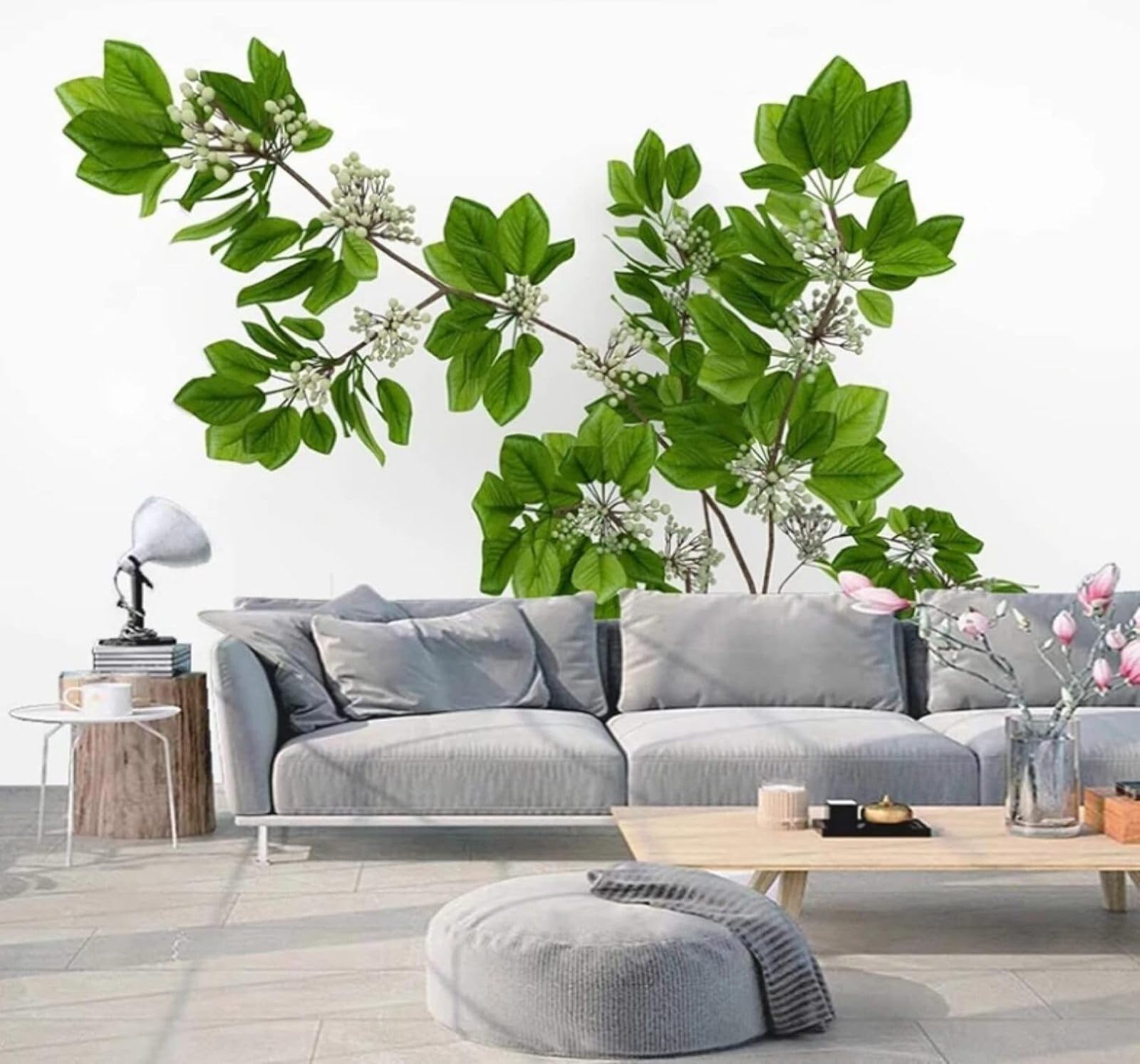 XLMING Three Dimensional Fresh Minimalist Green Leaves Flowers 3D Wallpaper Luxury Home Dining Decor Paste Sofa Living Room The Wall for Bedroom Mural-250cm×170cm