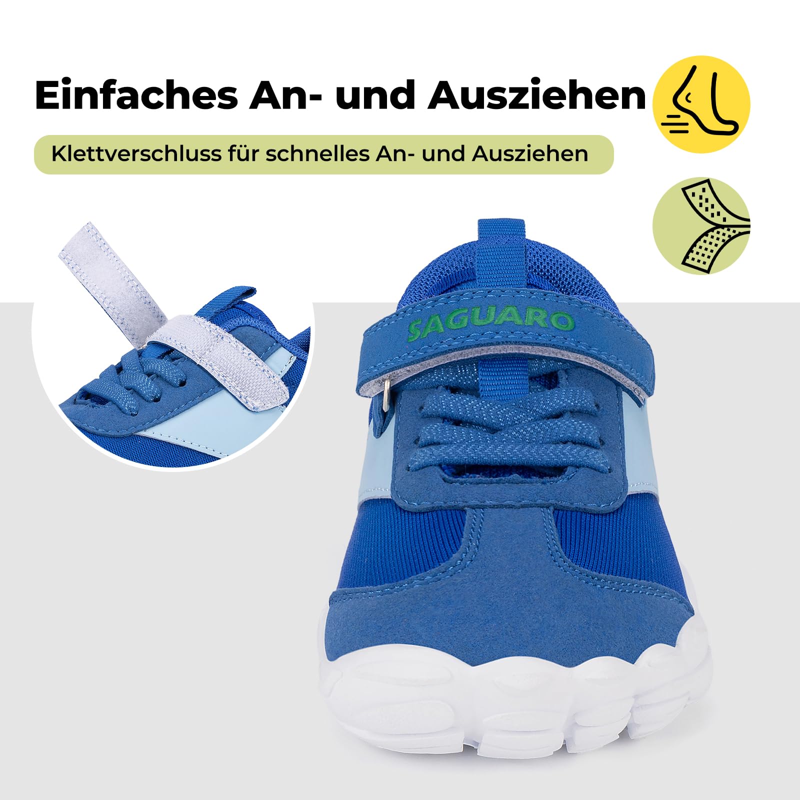 SAGUARO Barfußschuhe Kinder Weich Atmungsaktiv Barfuß Sneaker mit Breite Zehenbox, Gr. 25-36