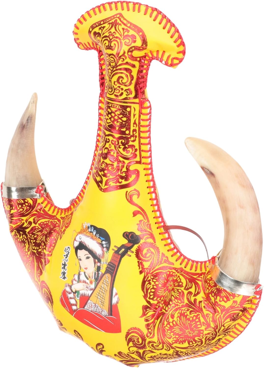 Horn Shaped Bota Bag 500ml Handmade Leather Wine Pouch Portable Water Bottle for Camping and Hiking for Outdoor Adventures