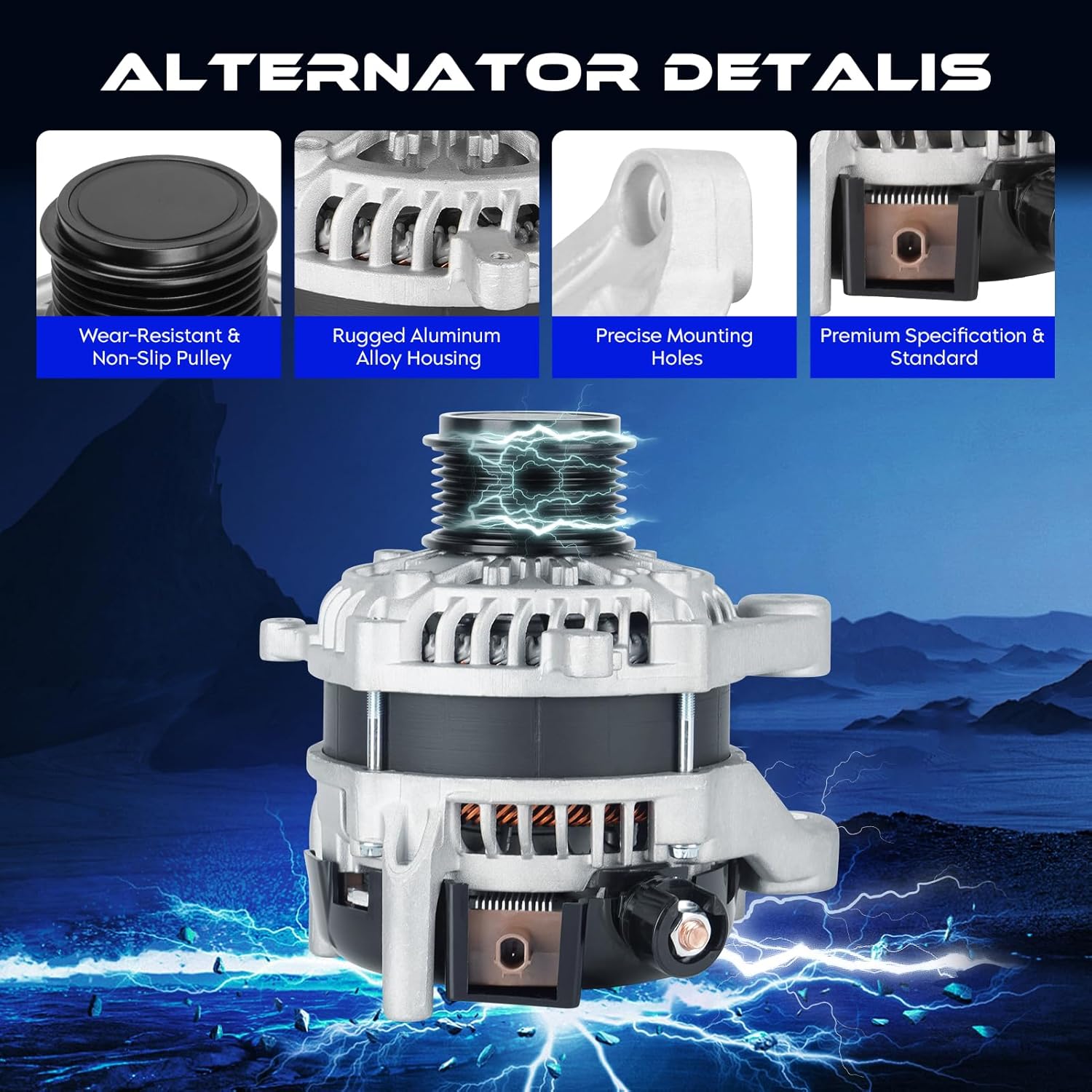 Alternator Replacement New for Honda CR-V 2.4L 2015-2019, for Acura ILX 2.4L 2016-2022, for TLX 2.4L 2015-2020, 135Amp 12V, Replaces 21154, A6504S, 104211-3470, 104211-3471, 210-0809, 400-52475R