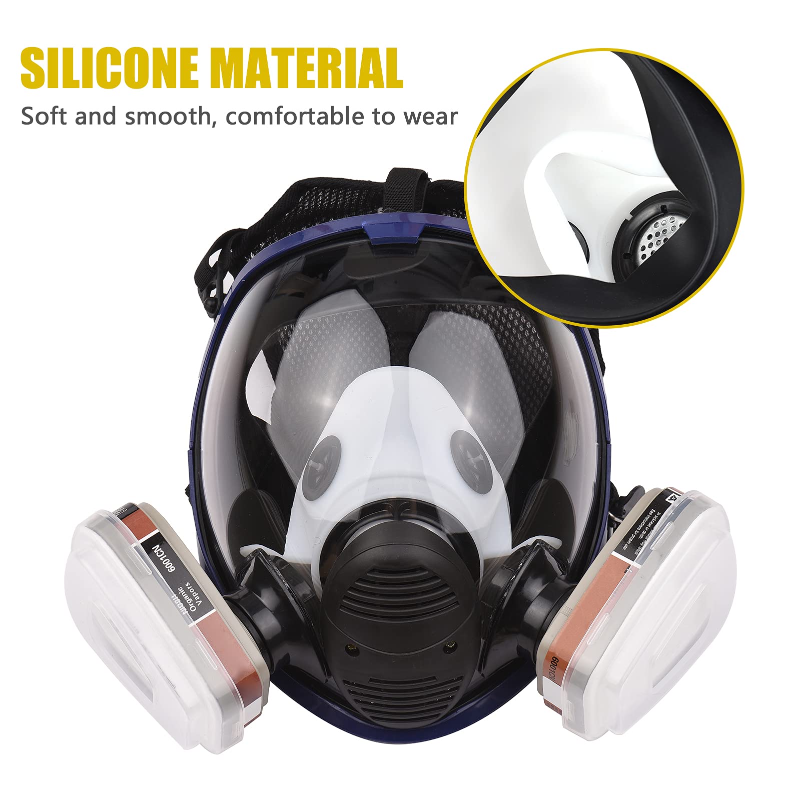 Wielokrotnego użytku 16 w 1 pełnotwarzowy respirator organiczny gazowy z szerokim polem widzenia do malowania maszyny, polerowania, spawania, ochrona pracy