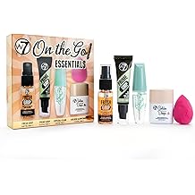 Conjunto de regalo W7 On the Go Essentials: mini elementos imprescindibles de maquillaje con brocha en aerosol para r&iacute;mel, gotas bronceadoras y esponja de belleza - Travel Size Essentials