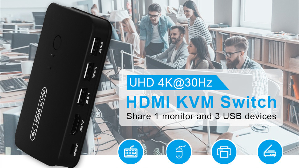 2018 neueste 4 Port USB Kvm-switch mit USB2.0 KVM für KVM extender