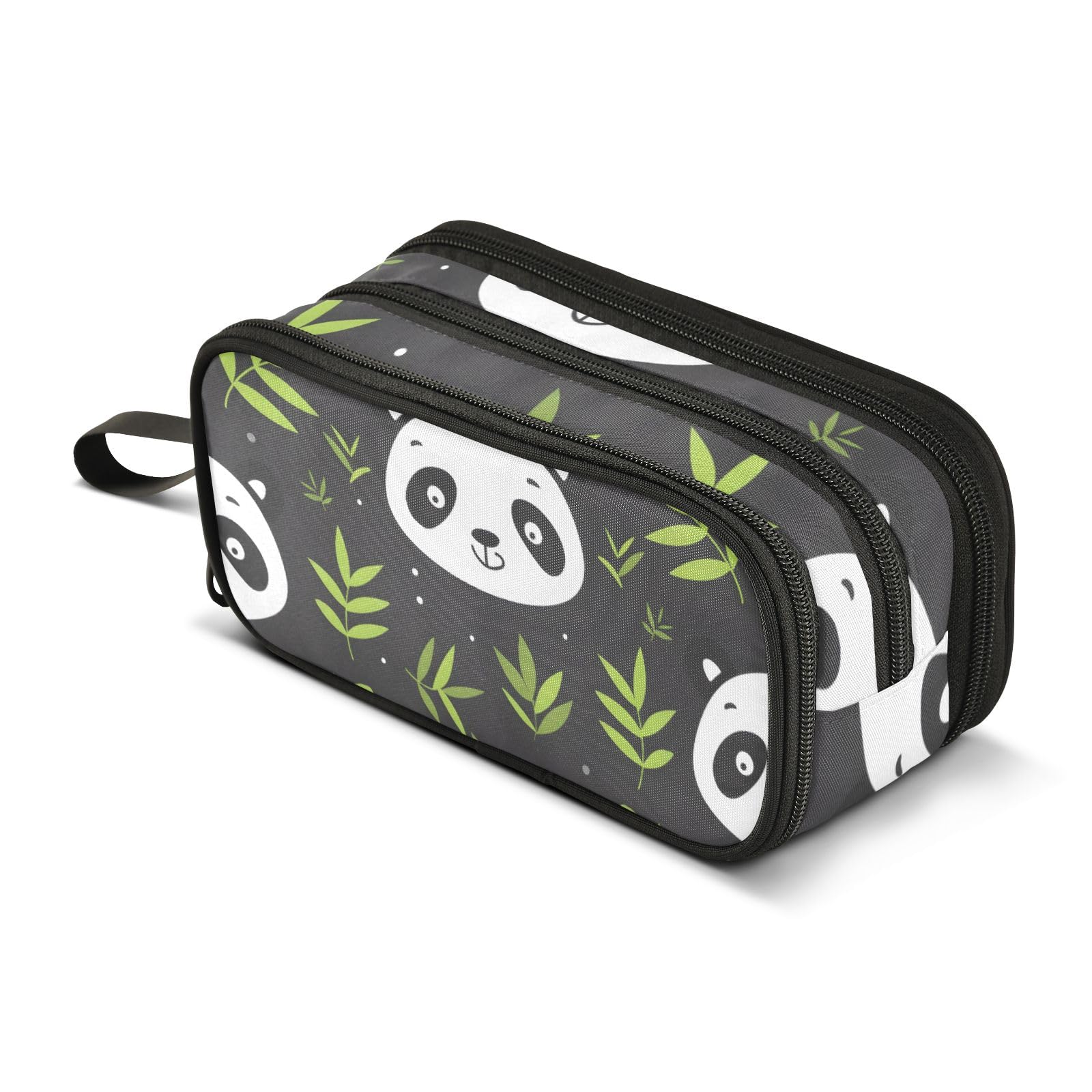 Bonito estuche para lápices de panda de dibujos animados, bolsa de gran capacidad para niños y niñas, 3 compartimentos, organizador de papelería, estuche para escuela, oficina, trabajo, Bonito panda