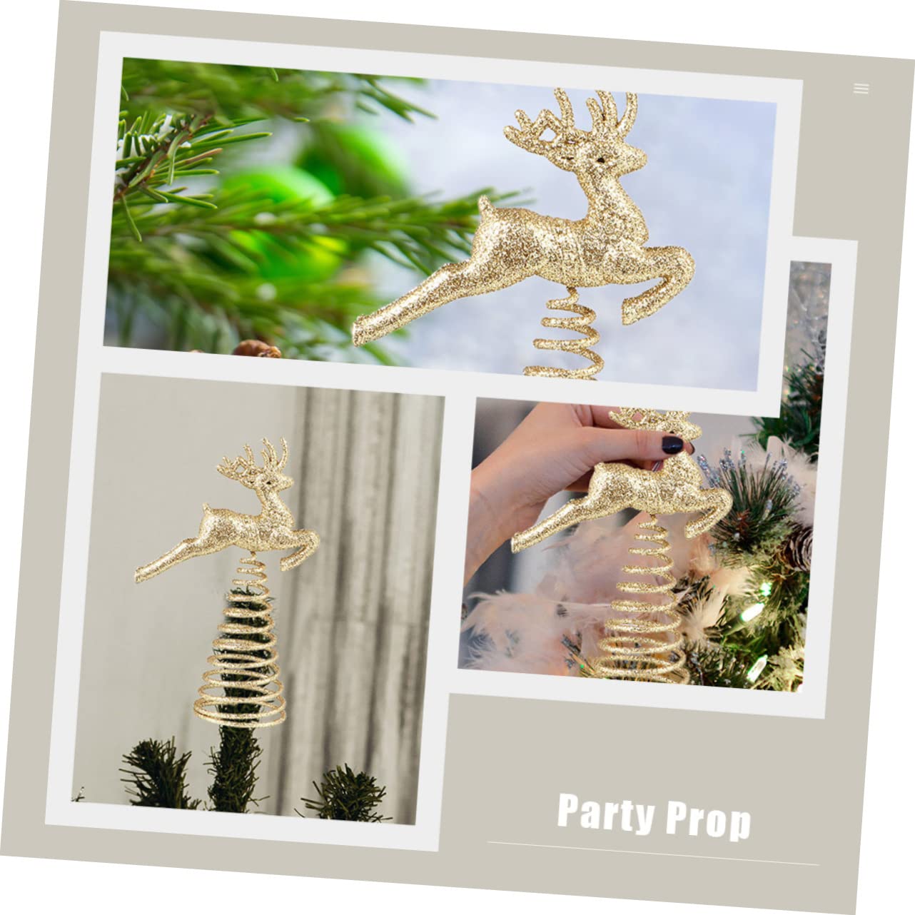 MAGICLULU 8 Sätze Elch Baumspitze Stern Baumspitzen Baumschmuck LED Baum Weihnachtsbaum Sternspitze Weihnachtsbaumspitze Herbstschmuck Weihnachtsbaumspitze Hut Weihnachtsband 2 Stück * 8